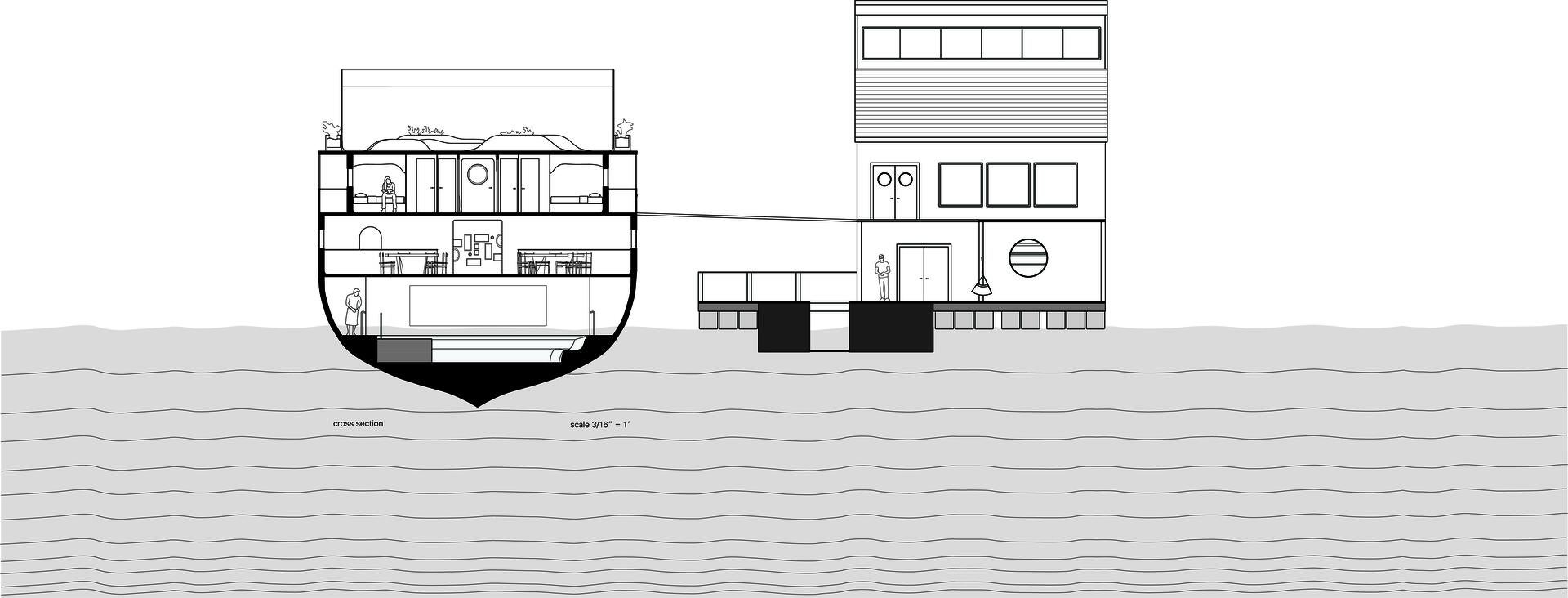 Cross section of cruise ship