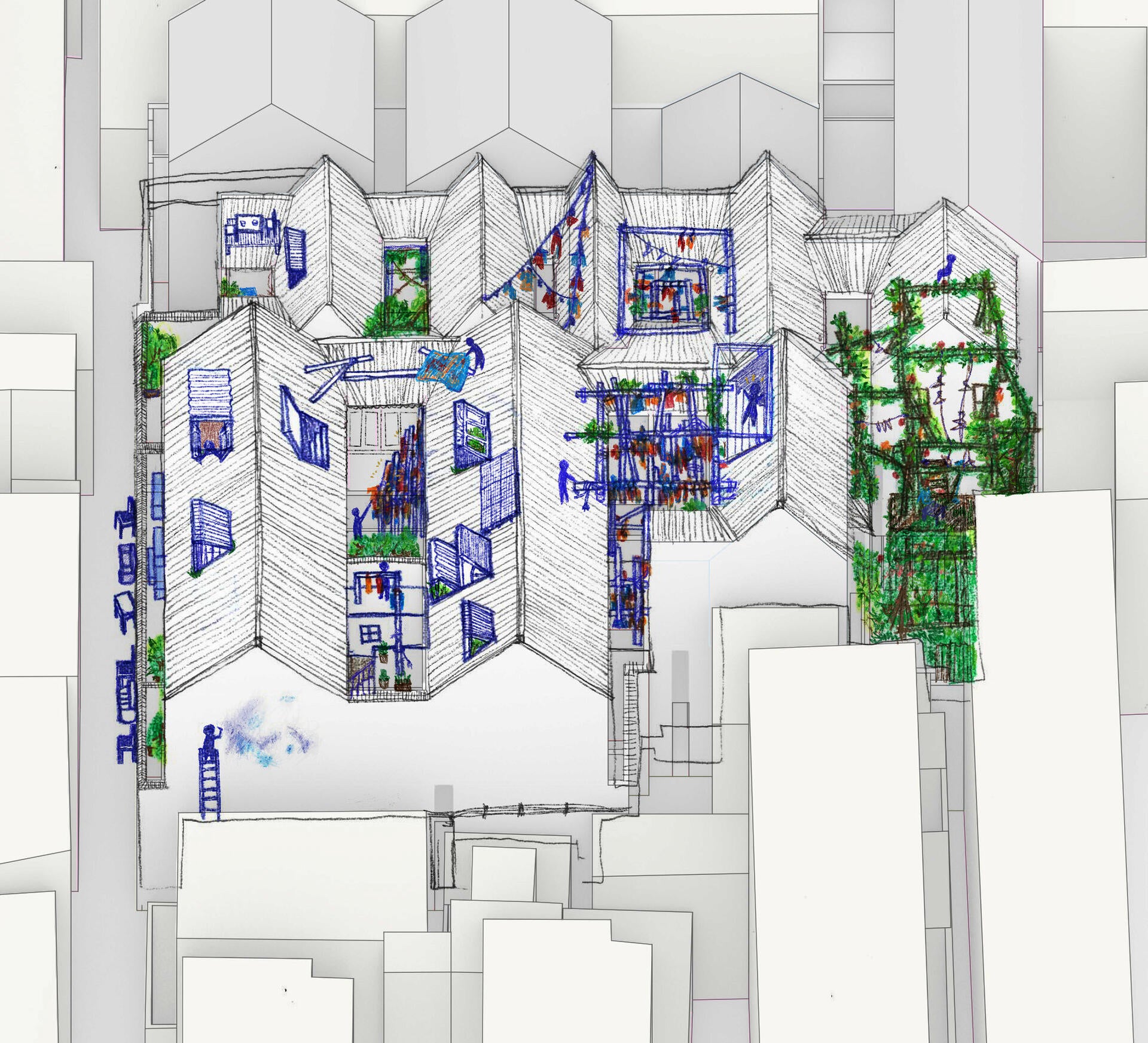 the overall view of Mr. Shen's House in 2062
