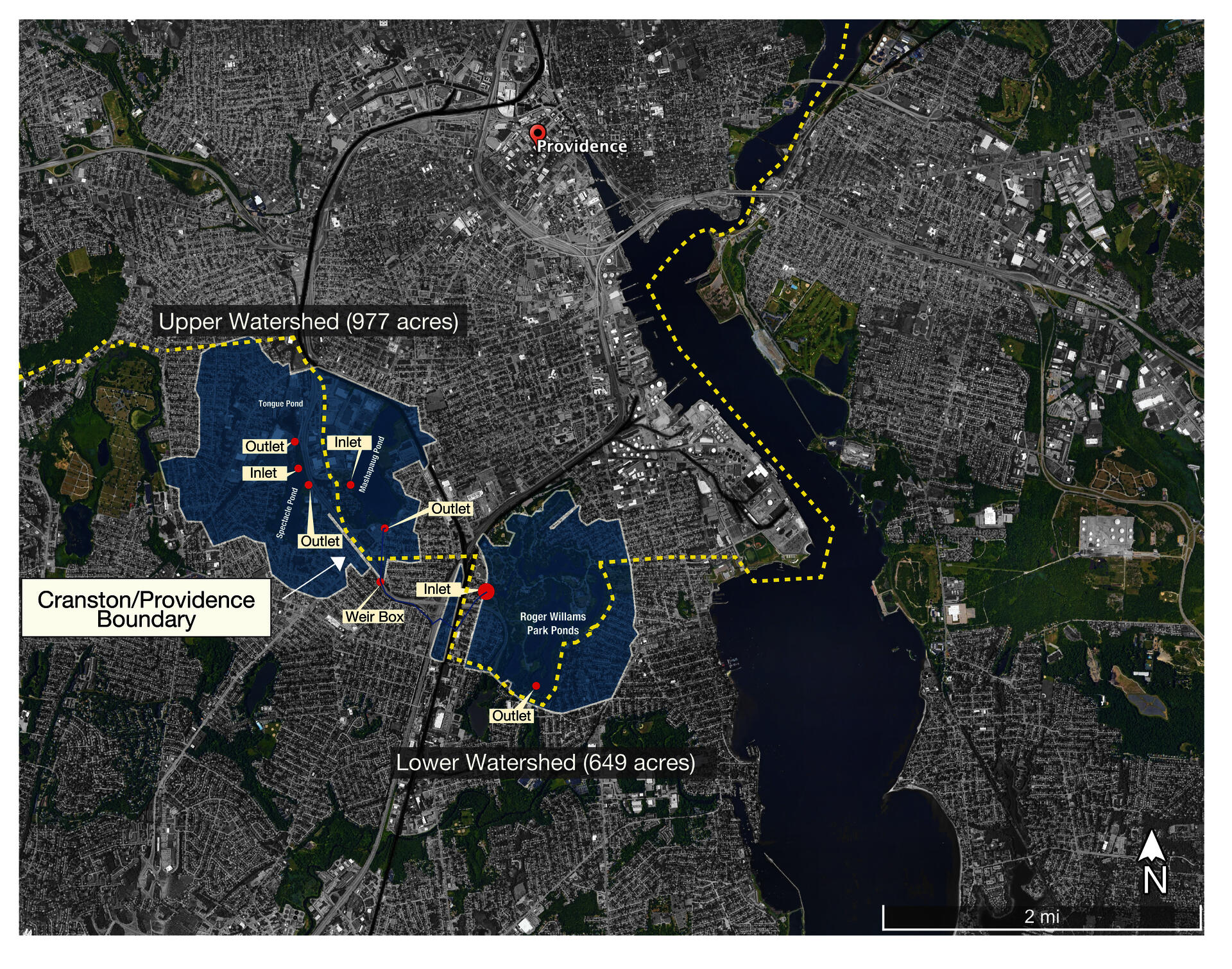 The water in Roger Williams park come from the upper watershed