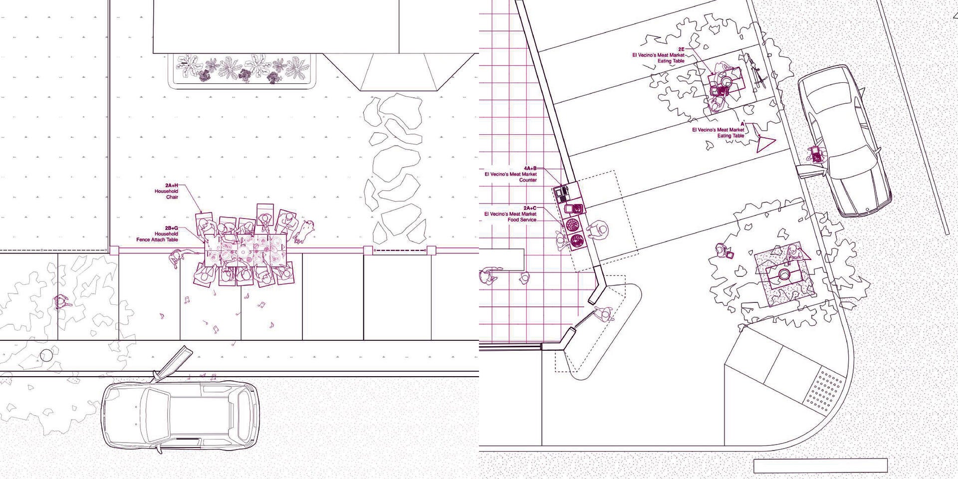 In collaboration with Maria Claudia Chu. Exploring the ways urban street furniture (Las Boquitas) can be used on public street assets to facilitate opportunities to share, eat, sell and play with food.