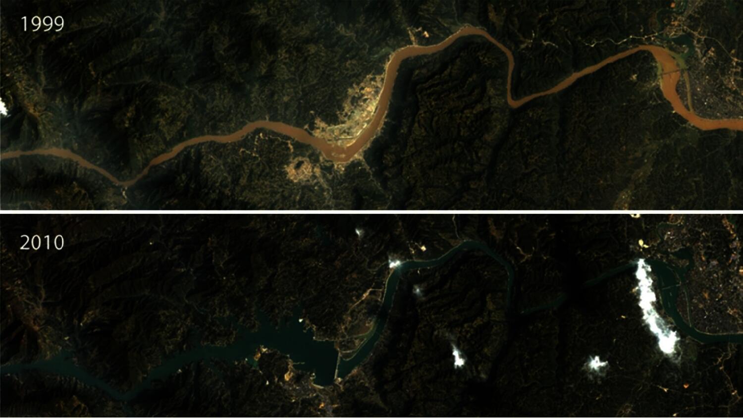 A aerial shot of the Yangtze River since the construction of the dam.