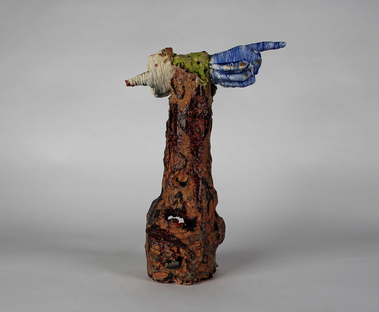 Signpost made from two ceramic printed Yad's pointing in opposing directions