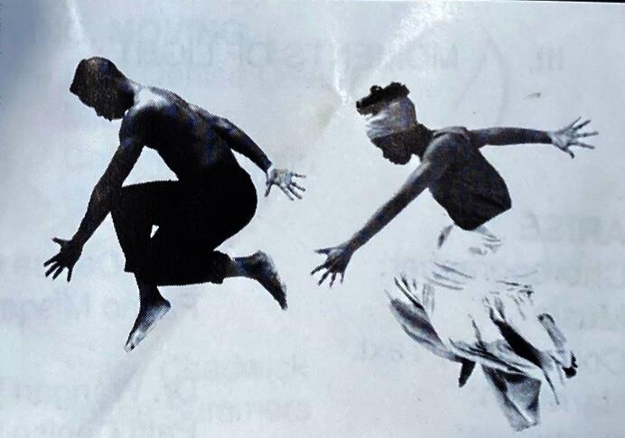 My mother—Sumiko Anderson and dance partner—Melvin Maxwell jumping in the air.