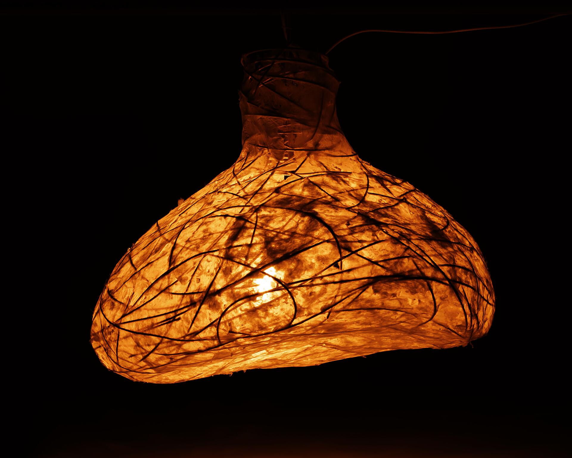 When turned on, the light basks the space in a golden glow.