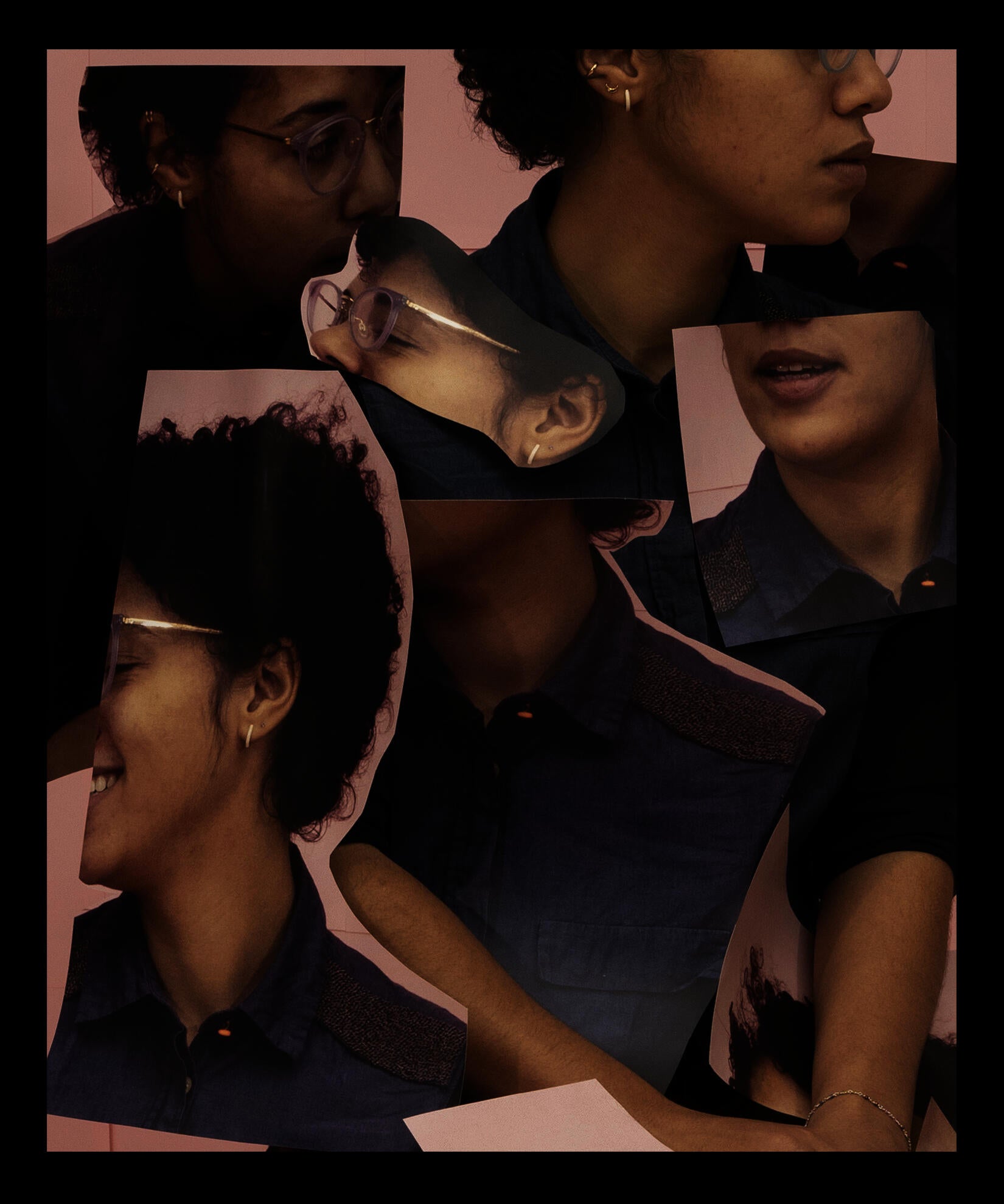 Jenni 8, photograph of photos printed and collaged onto portrait sitter