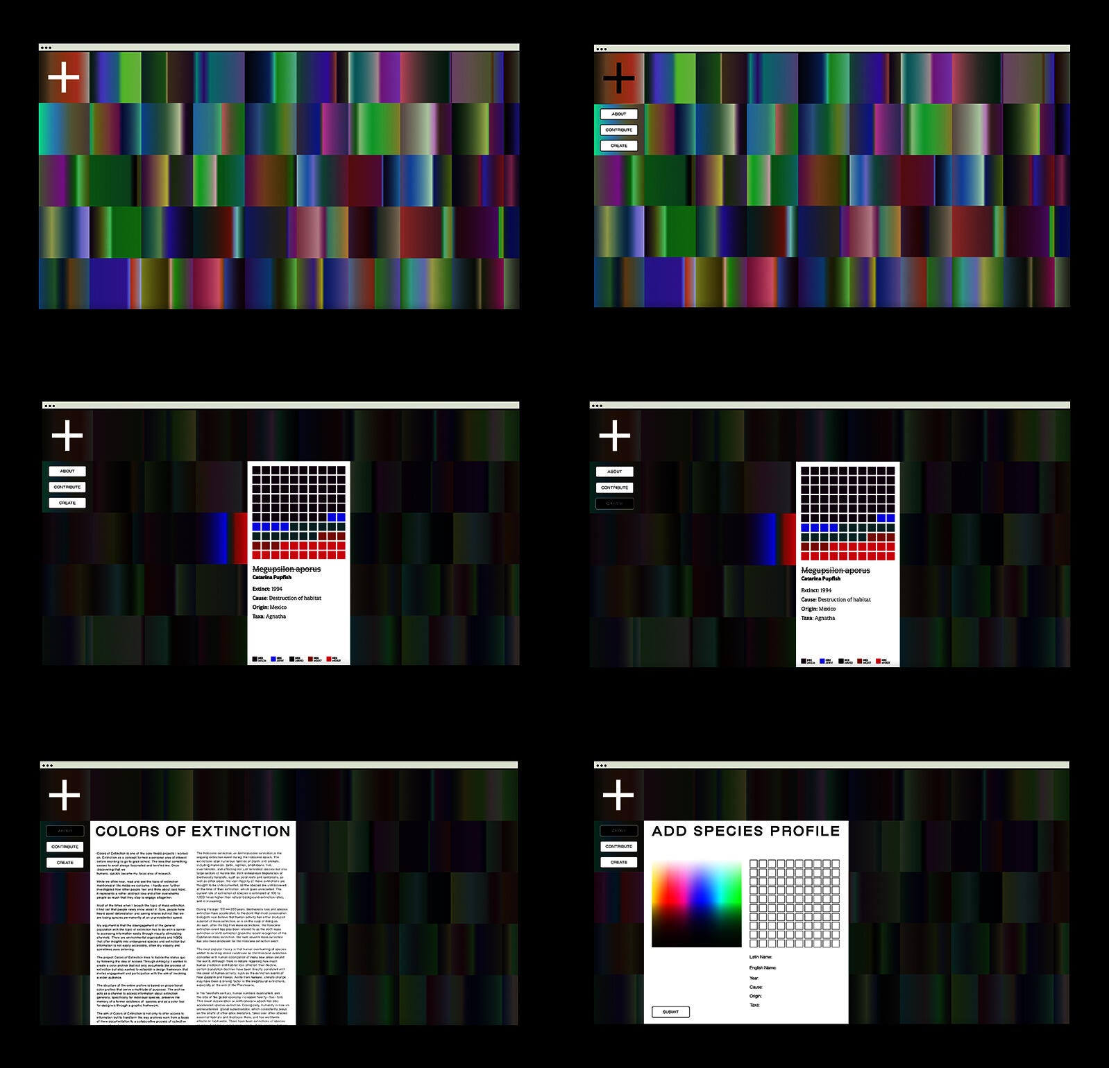 Online color database documenting the process of extinction through a collaborative archival design framework.