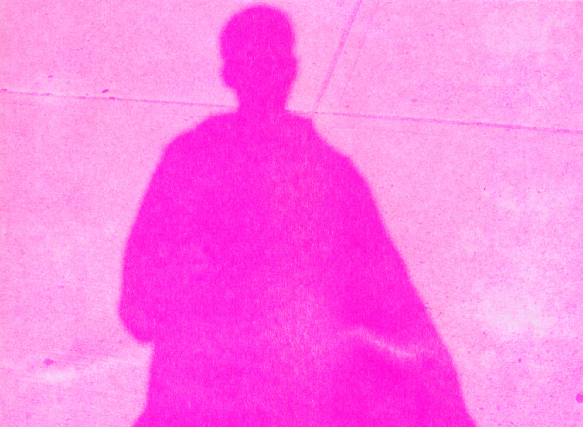 Pink and white treated image of Harshal's shadow