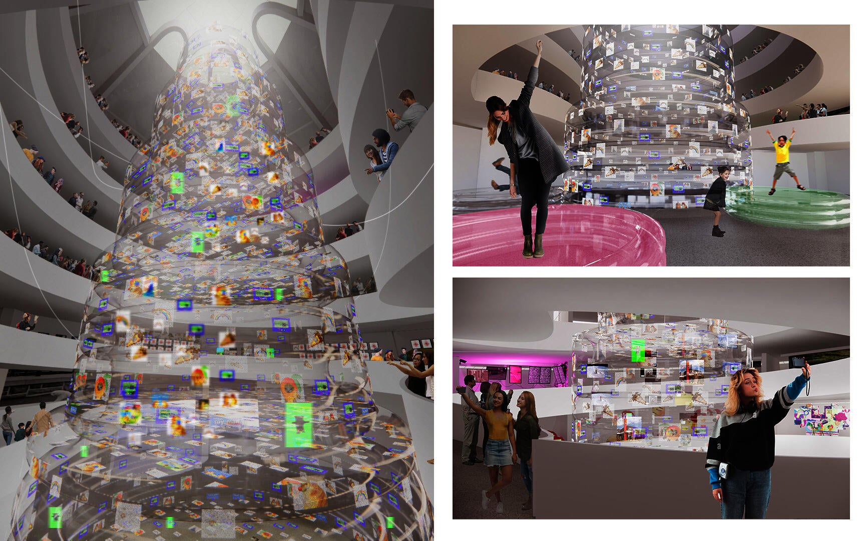 Rendering showing the tower and people's engagement