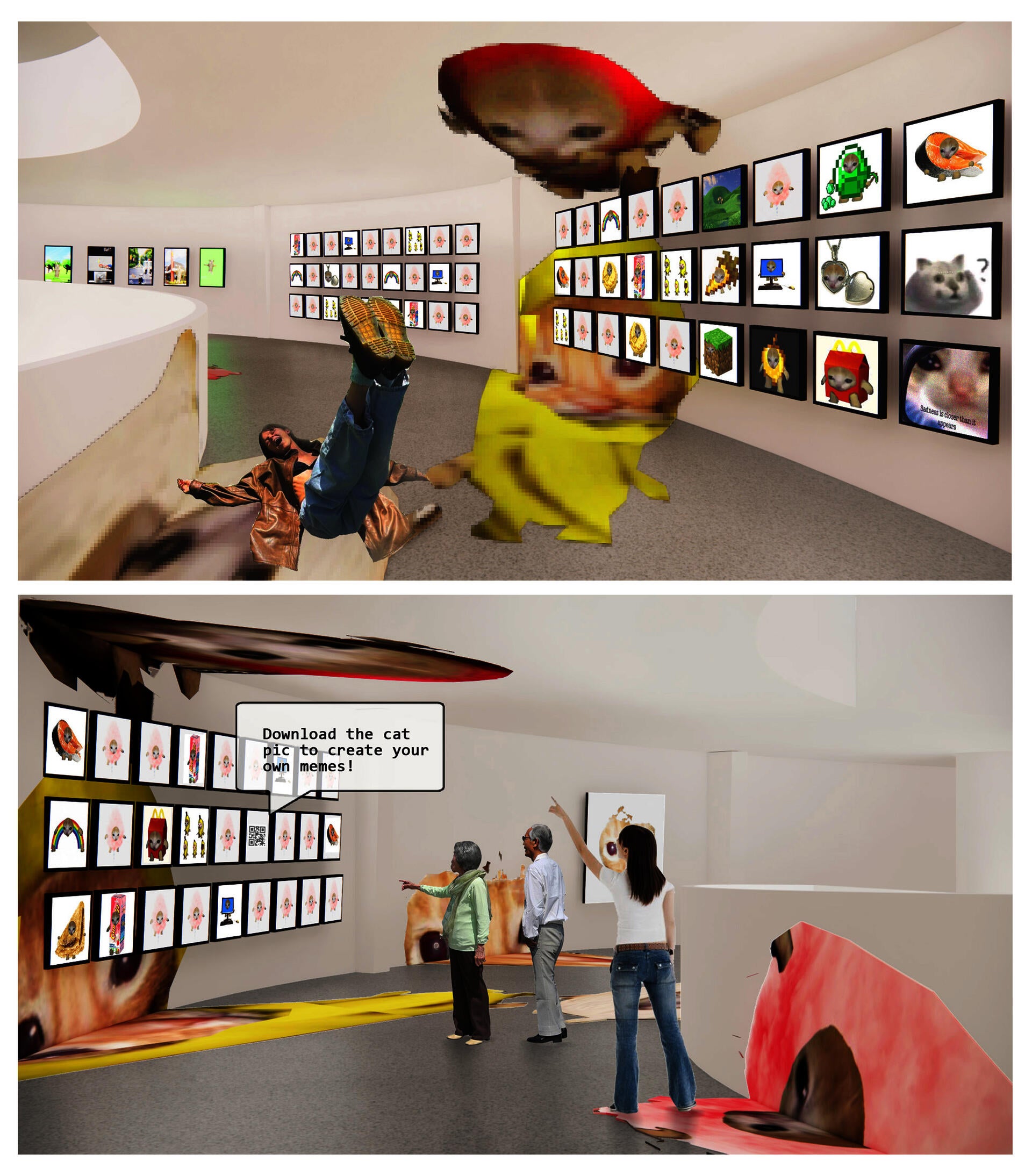 Rendering showing the meme section and anamorphism