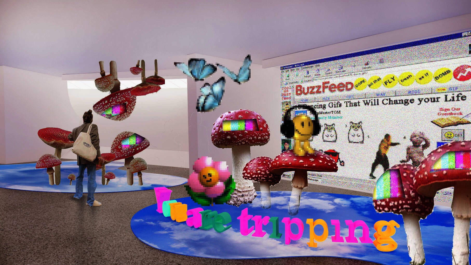 Rendering of mushroom screens and GIF art