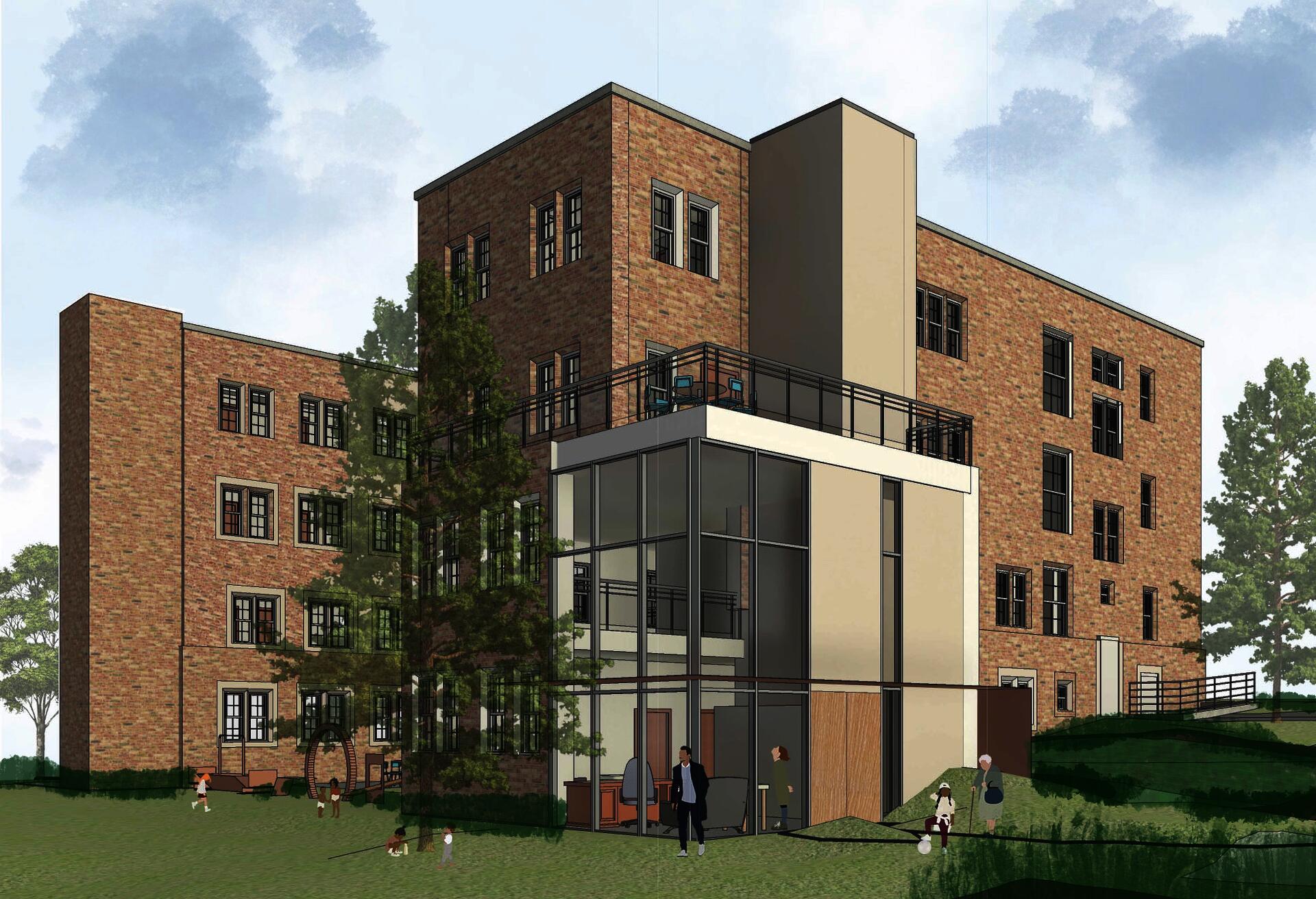 Double height entrance space with a welcoming courtyard