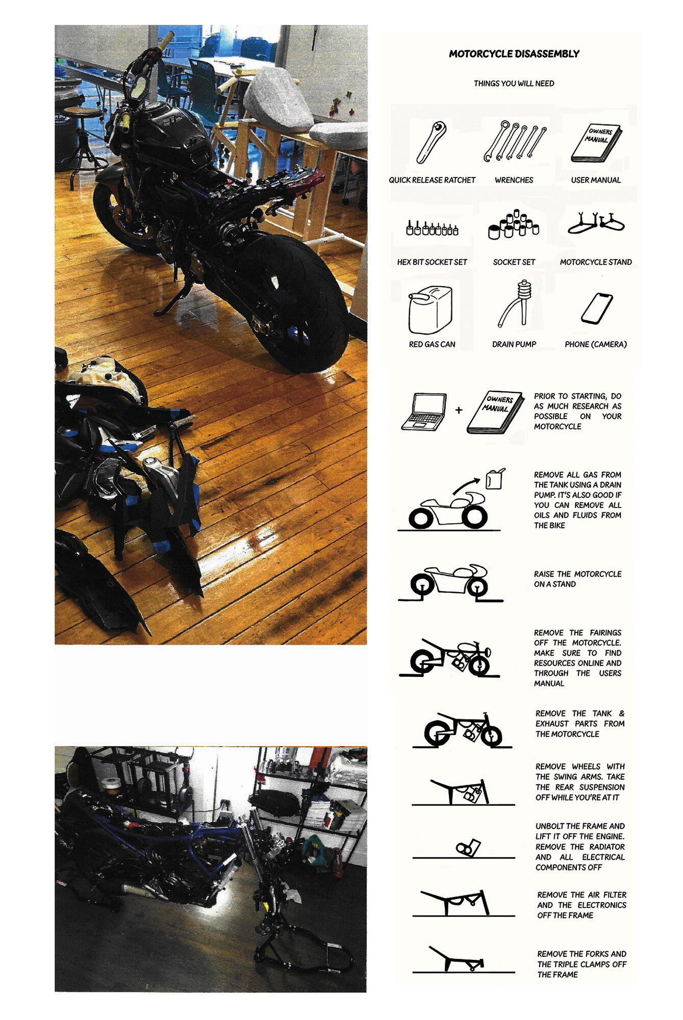 Disassembling a motorcycle