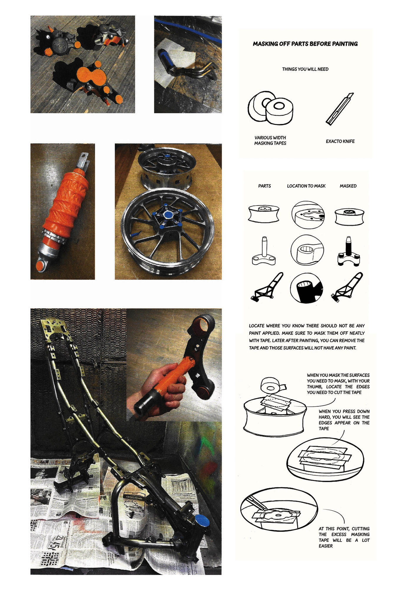 Masking off motorcycle parts