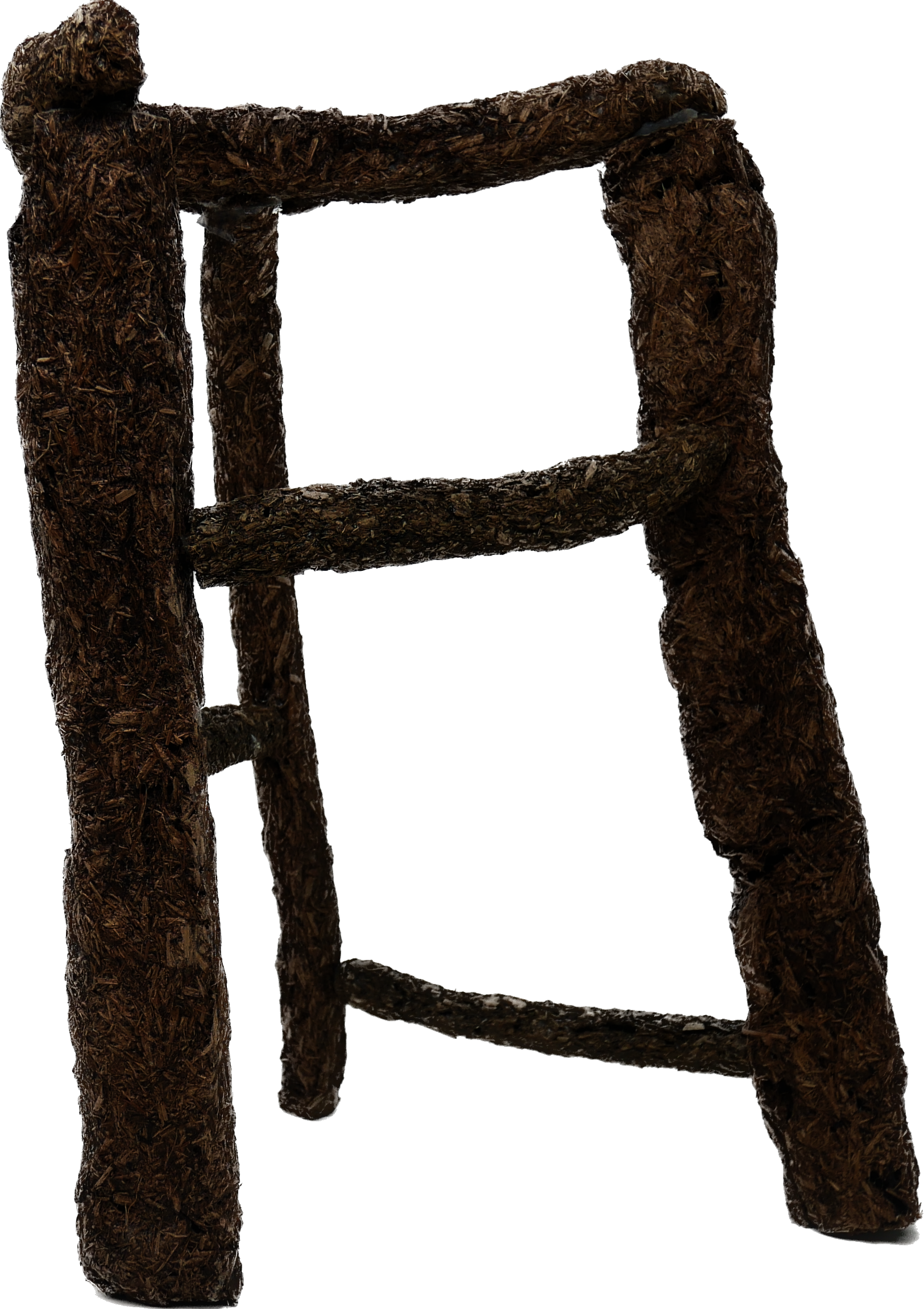 a structural sculpture with crossbars made out of hardened knotweed pulp
