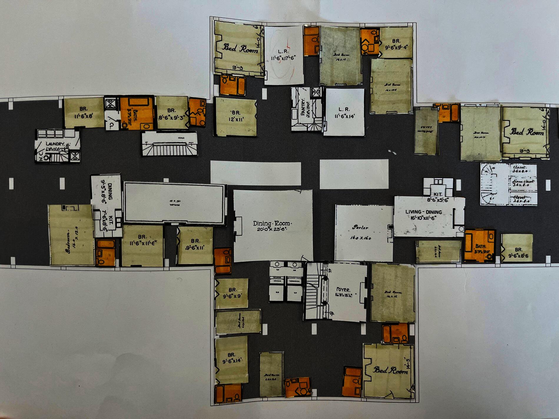apply classical town house plan to existing floor plan