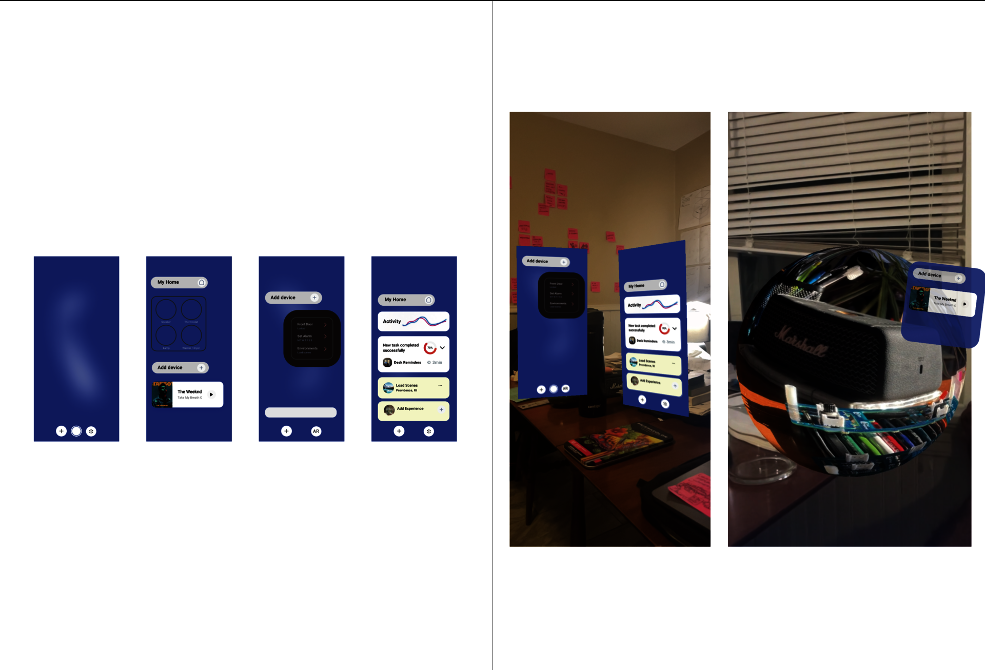 AR user flow to interact through app with devices and widgets in the home