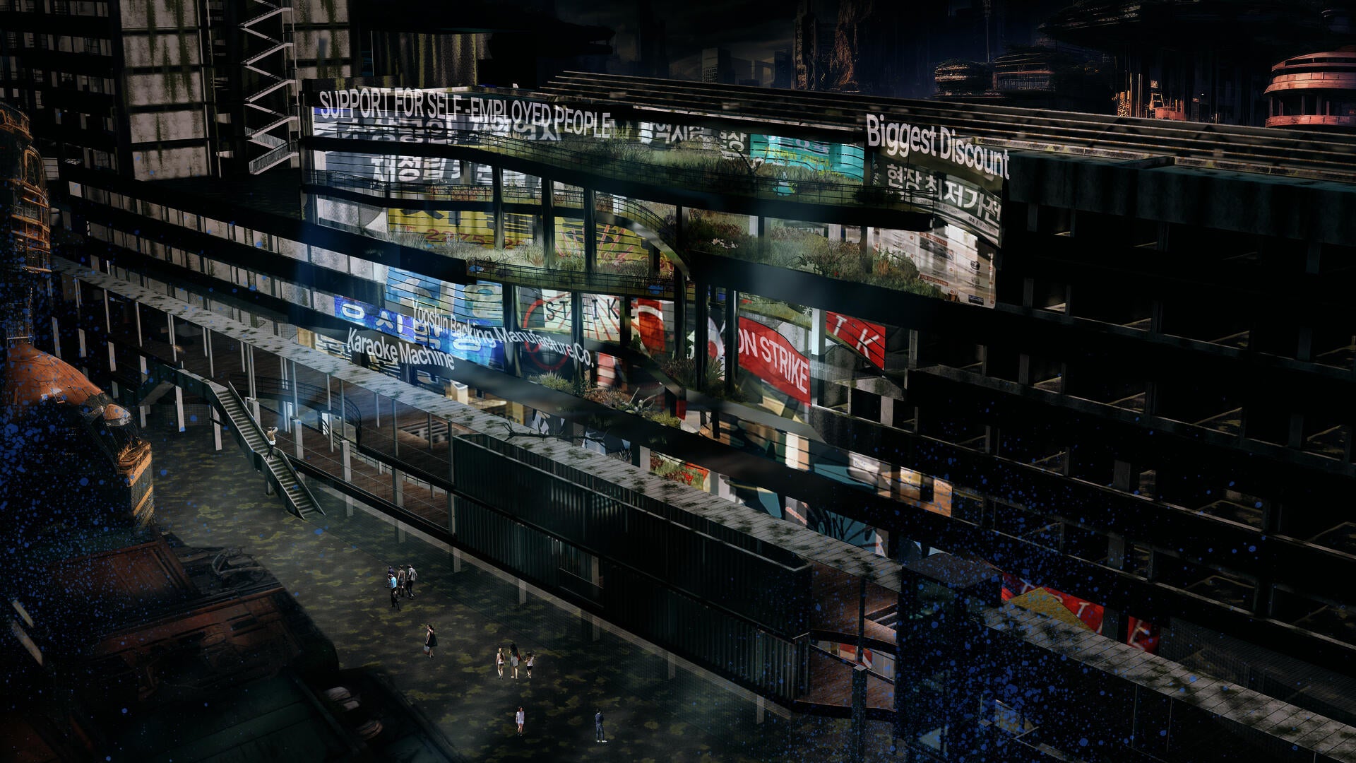 People can drop their contents with AR technology and AR windows facilitated by OLED displays are showing commercial signages