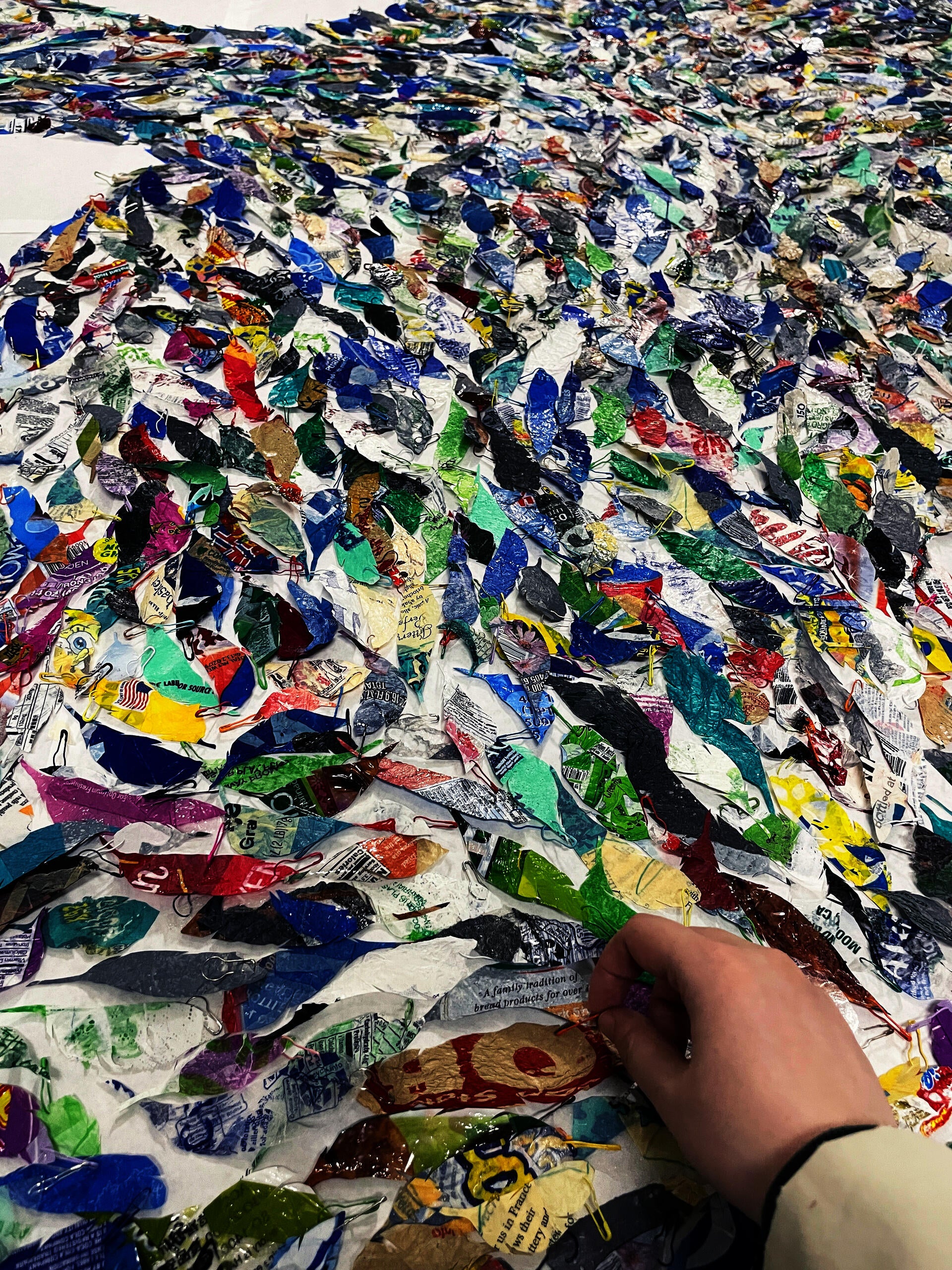 A hand picking the feathers