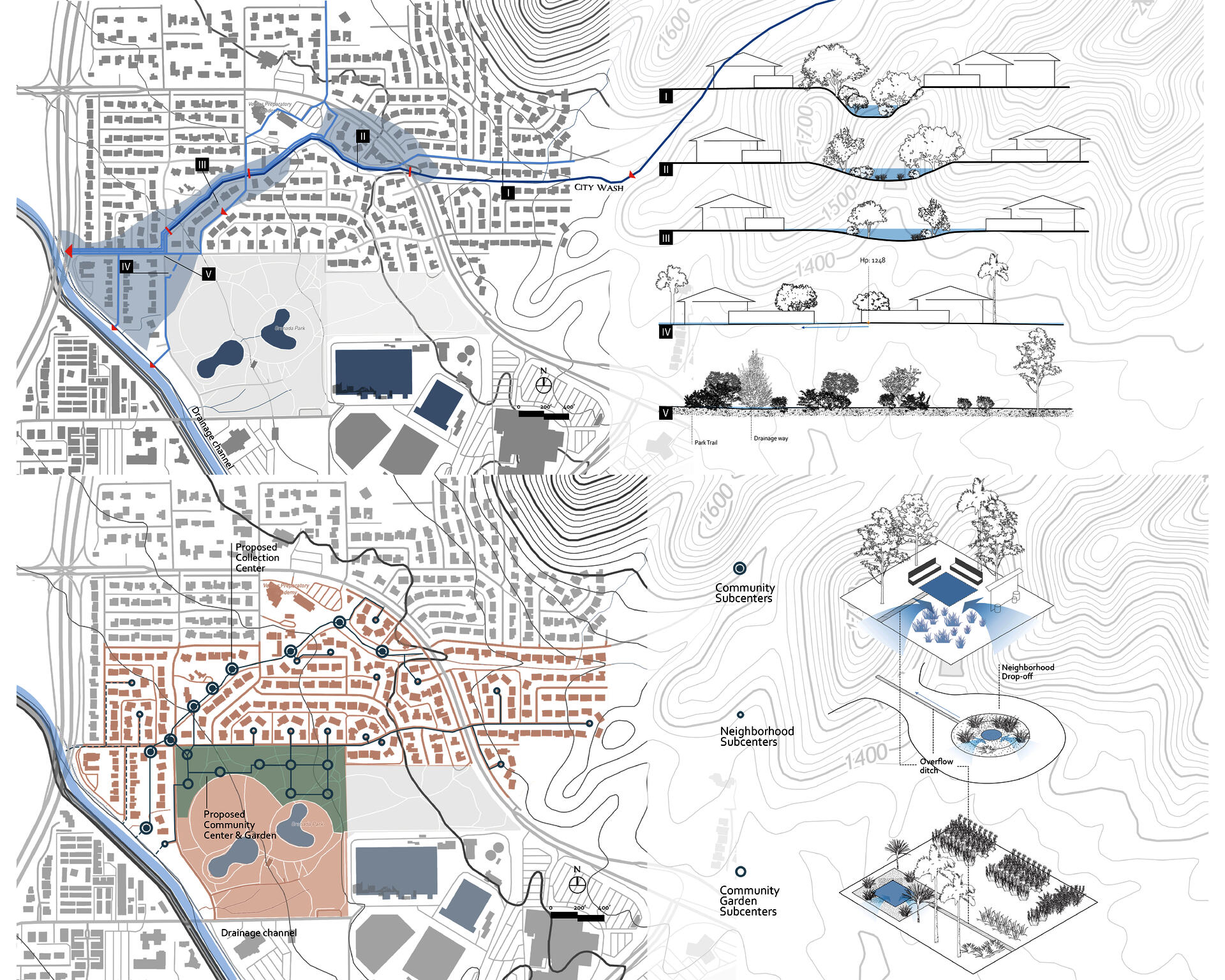 The mapping shows the opportunity zones and proposed collection system.