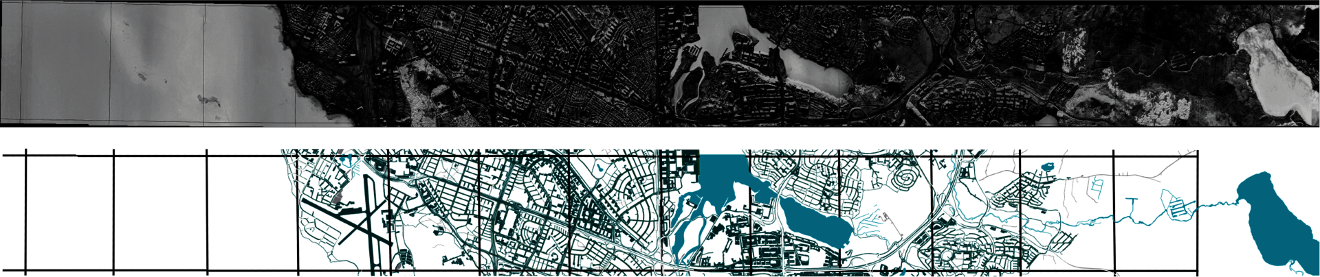 A transect of Reykjavik, Iceland analyzed for network connectivity (hydrology + transportation). 