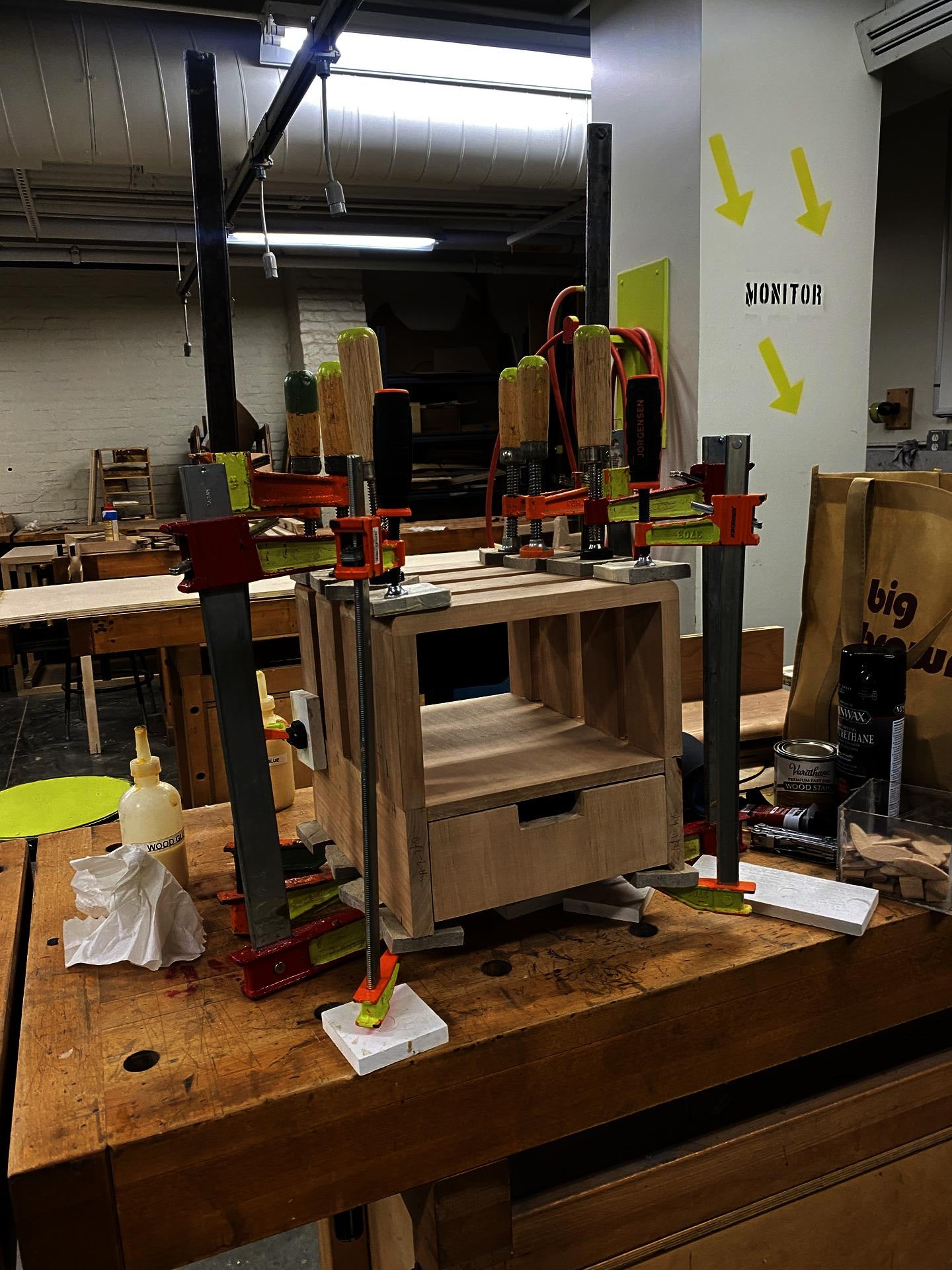 a gratuitous number of clamps.
