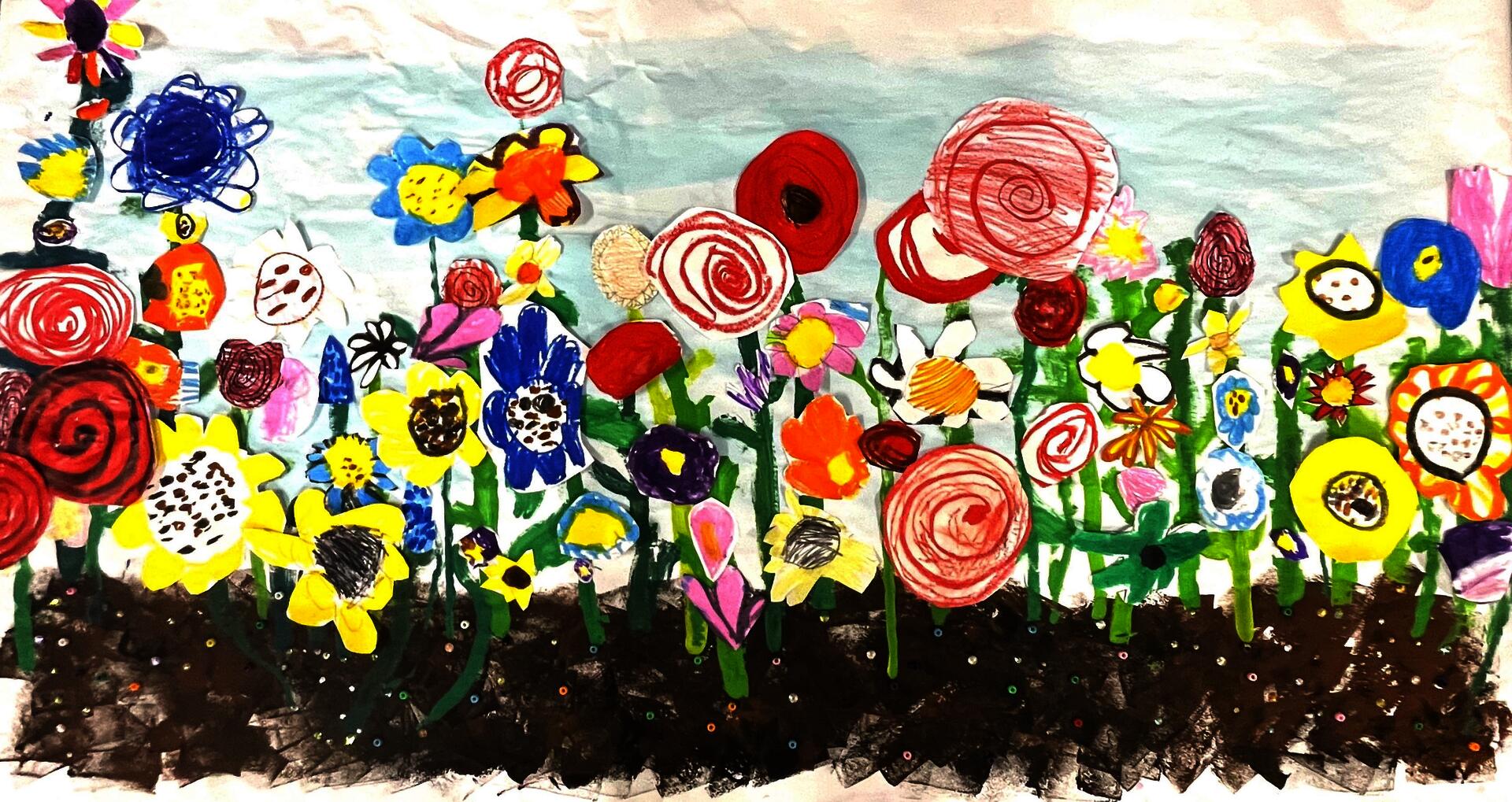 Grade 1, Quidnessett Elementary School “Growing Gardens Mural Project” Students explore phases of plant life and demonstrate great teamwork!
