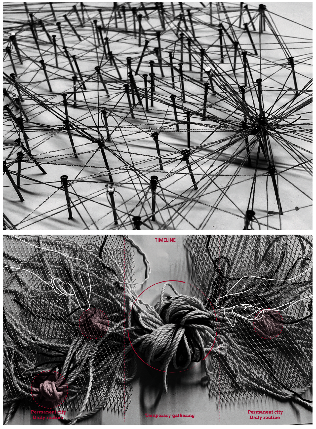 Conceptual models demonstrate the influx and outflux in temporary urbanism