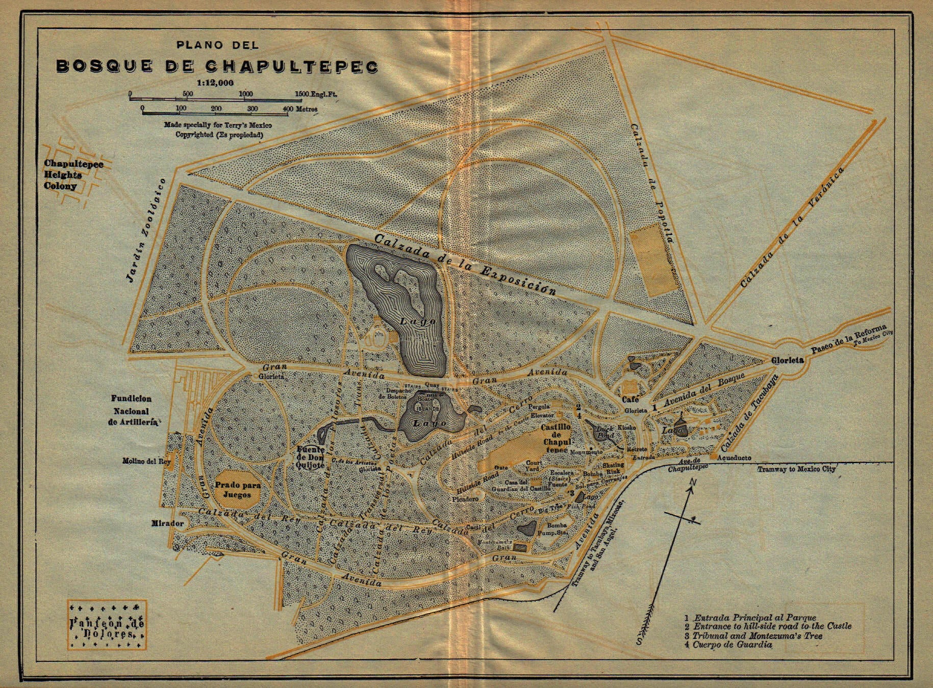 A detailed map of a large city park and its various recreational facilities.