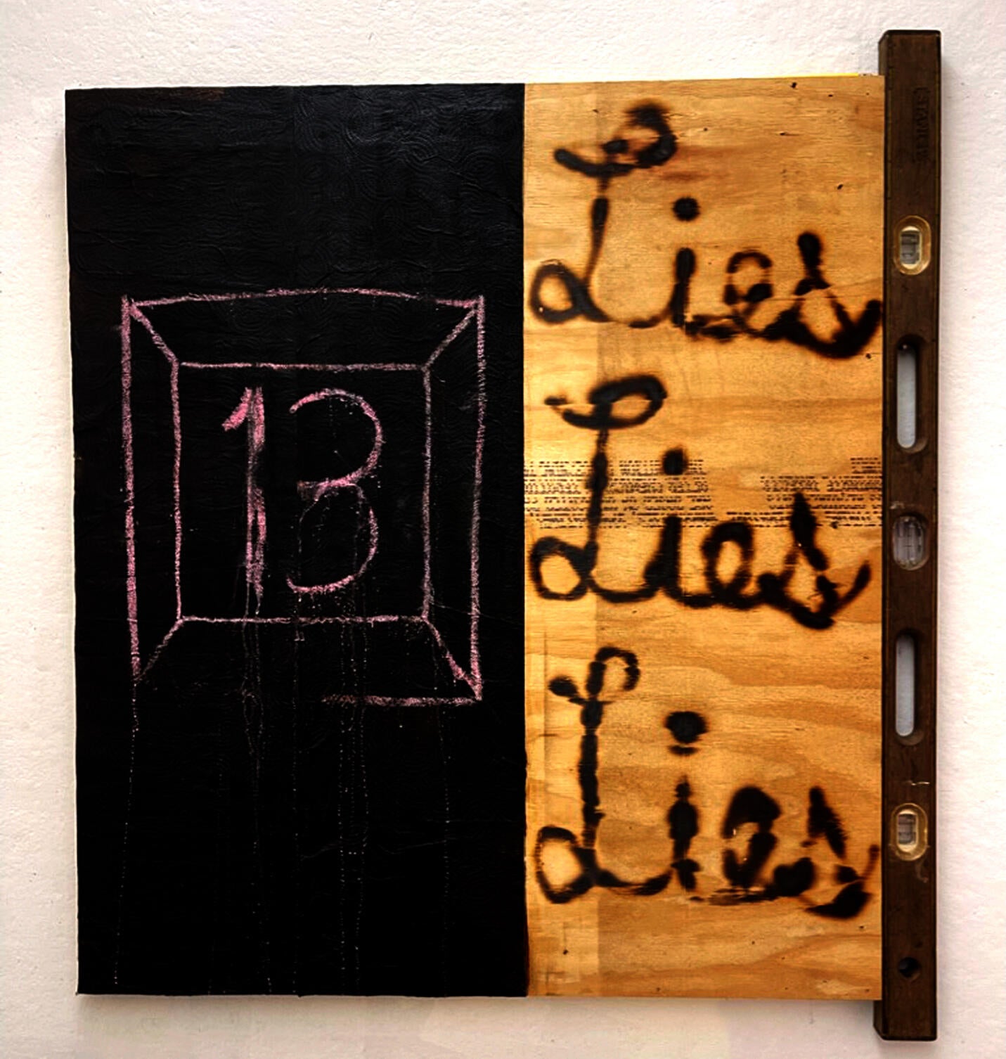 mixed-media on a wooden panel
