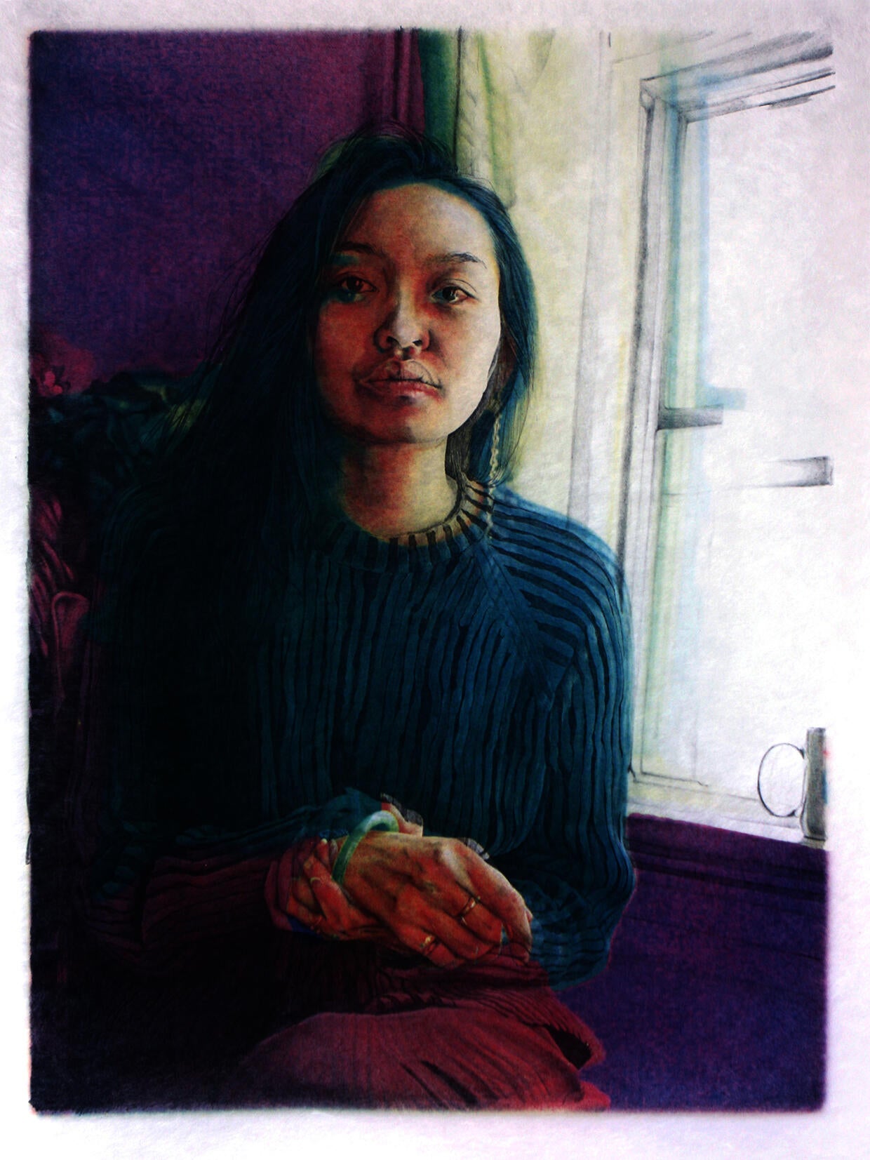Figure sitting next to a window