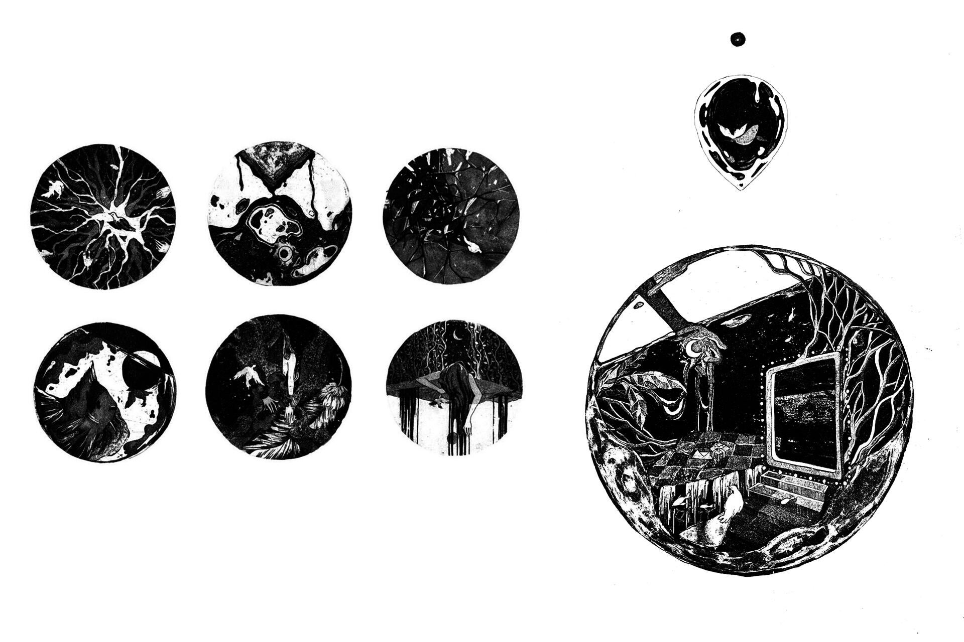 Six small circles plus one big circle