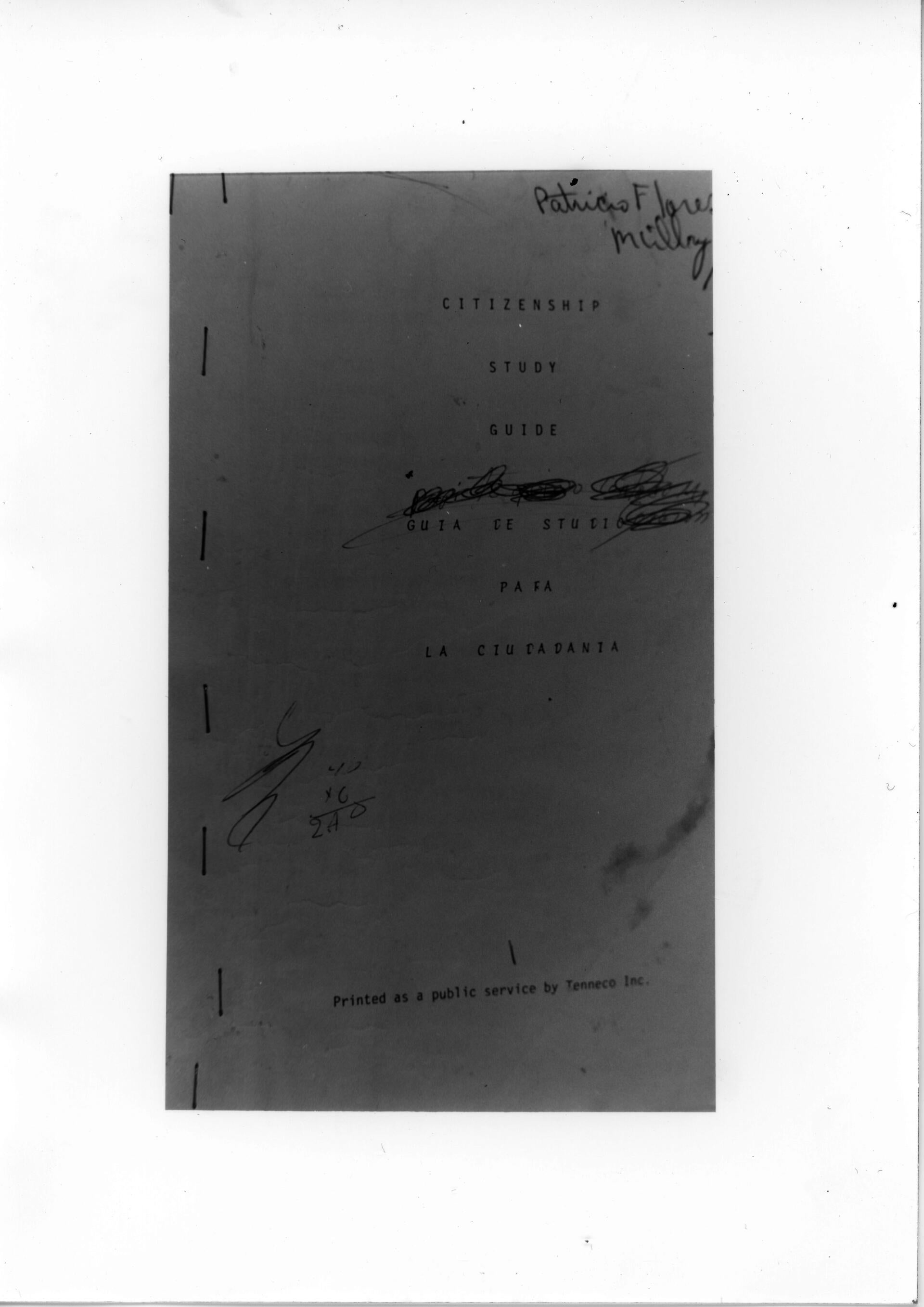 A photo of a document with handwriting 