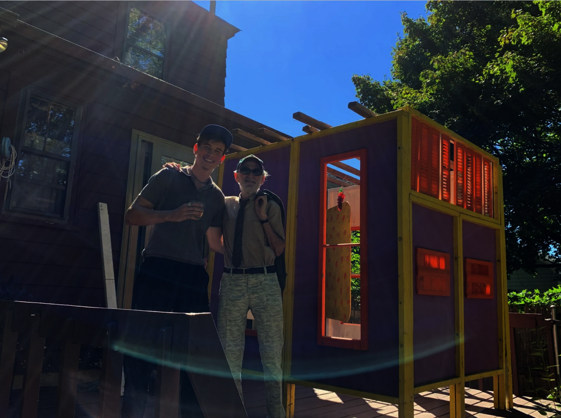Seva Simone (author) pictured with mentor and friend Mike Fink, we were building a succah!
