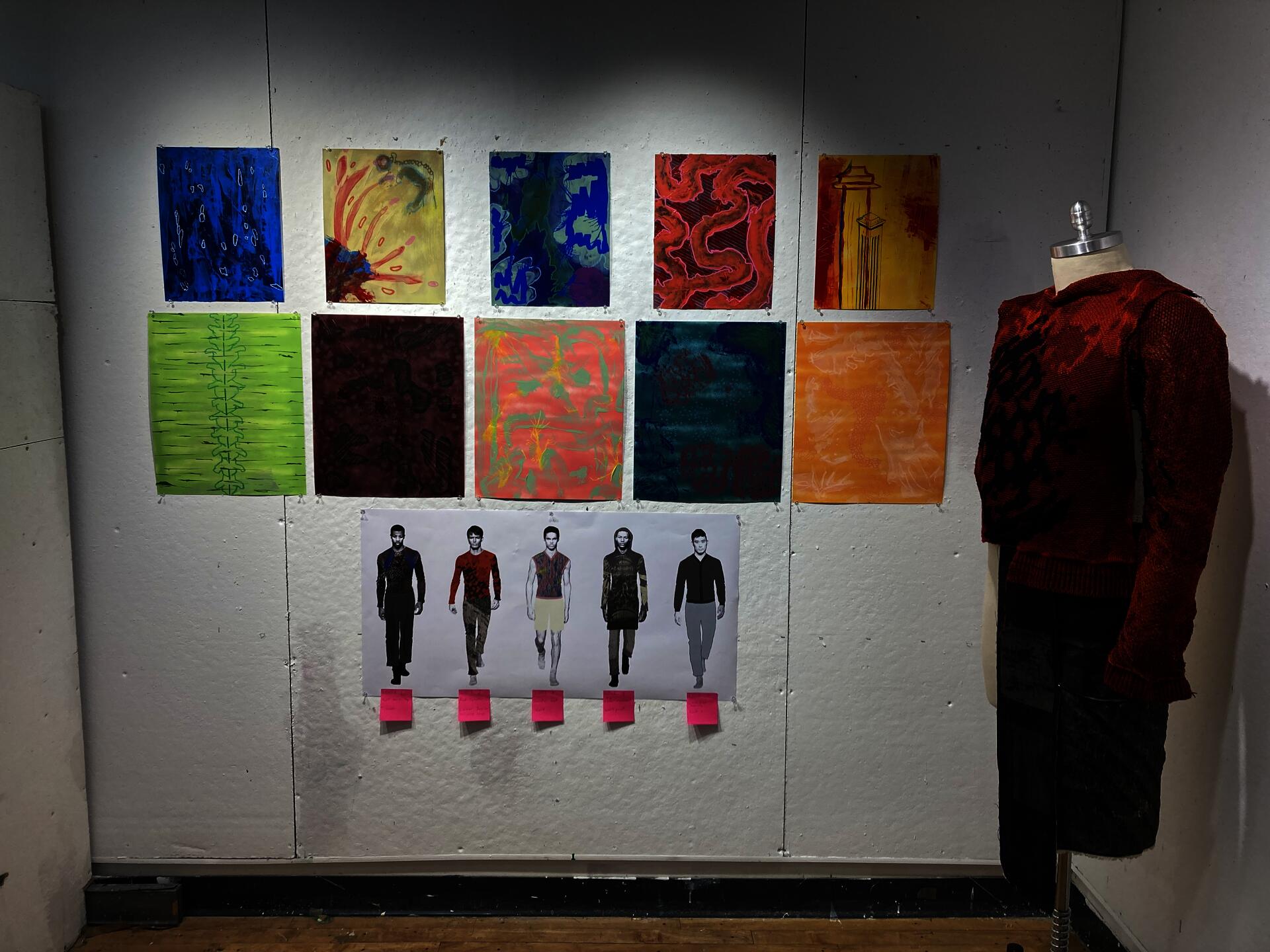 display of initial paintings and prototypes