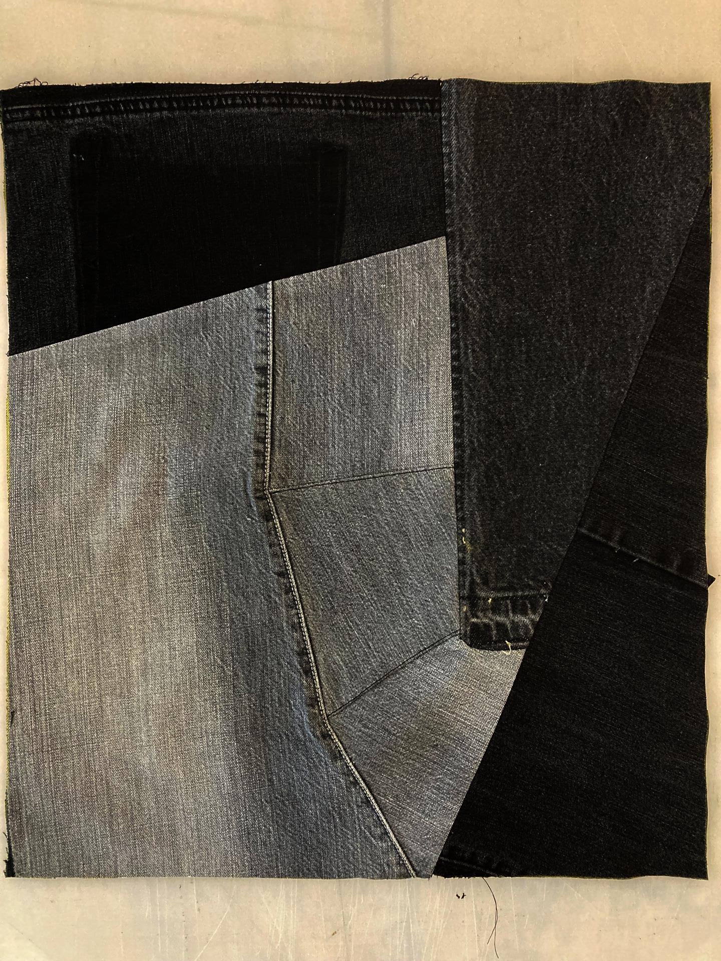 Patchwork of thrifted denim