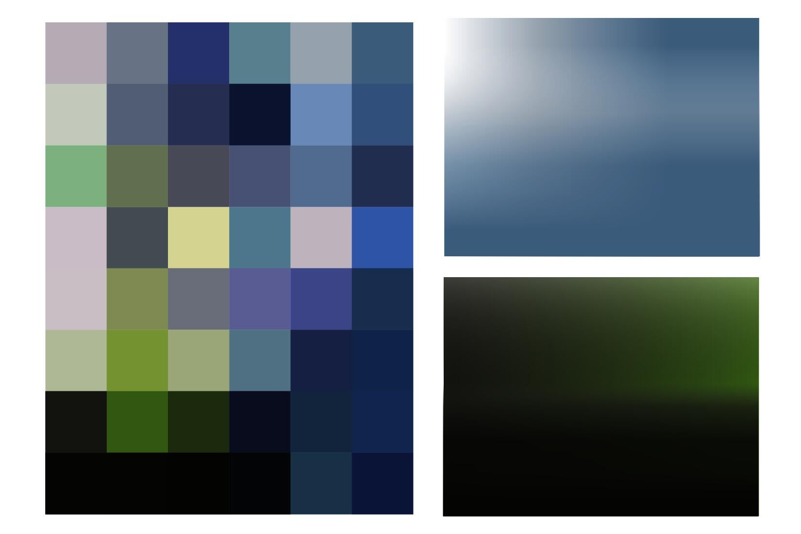 Colour fields developed from grids