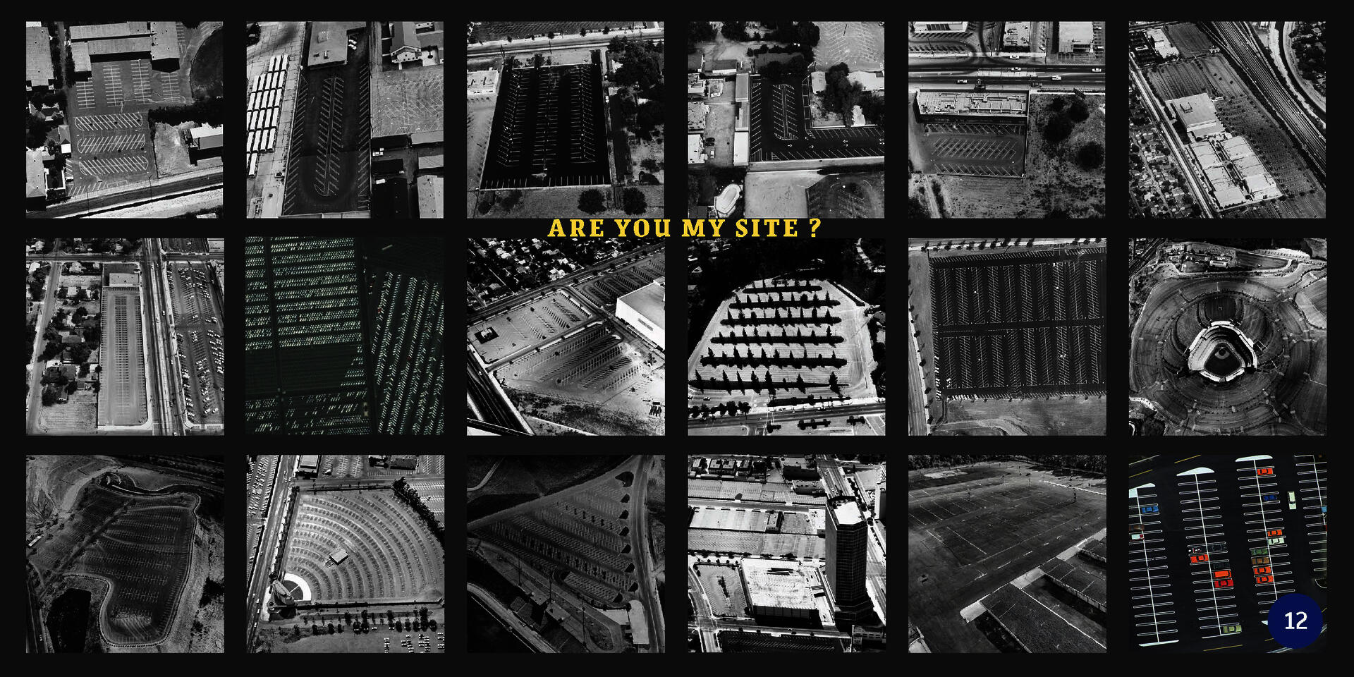 Parking lots have popped up everywhere, almost as a neutral choice. We prefer asphalt to grass and yet we still do not appreciate the potential, the patterns, the shapes. They are such a simplified format of use, tracking human bodies and the shells we use to interact with each other.
