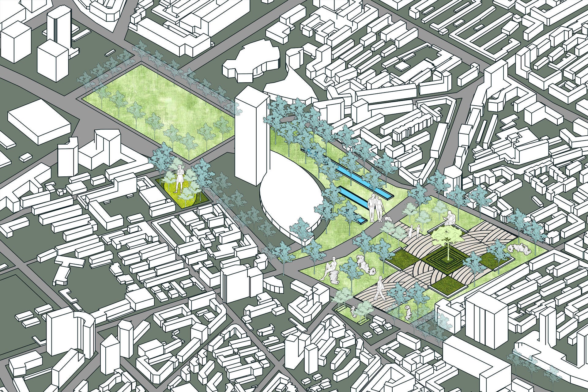 A plaza at the back of the existing mall, hoping to bring a good energy experience to the visitors