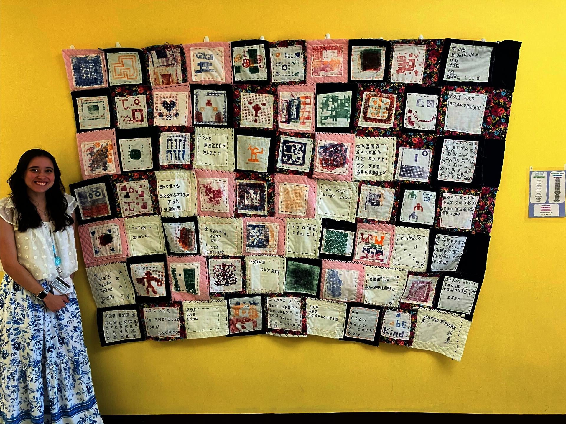 As a student teacher in my elementary school site i had the amazing oppurtunity to work with my 4th graders on a Kindness Quilt