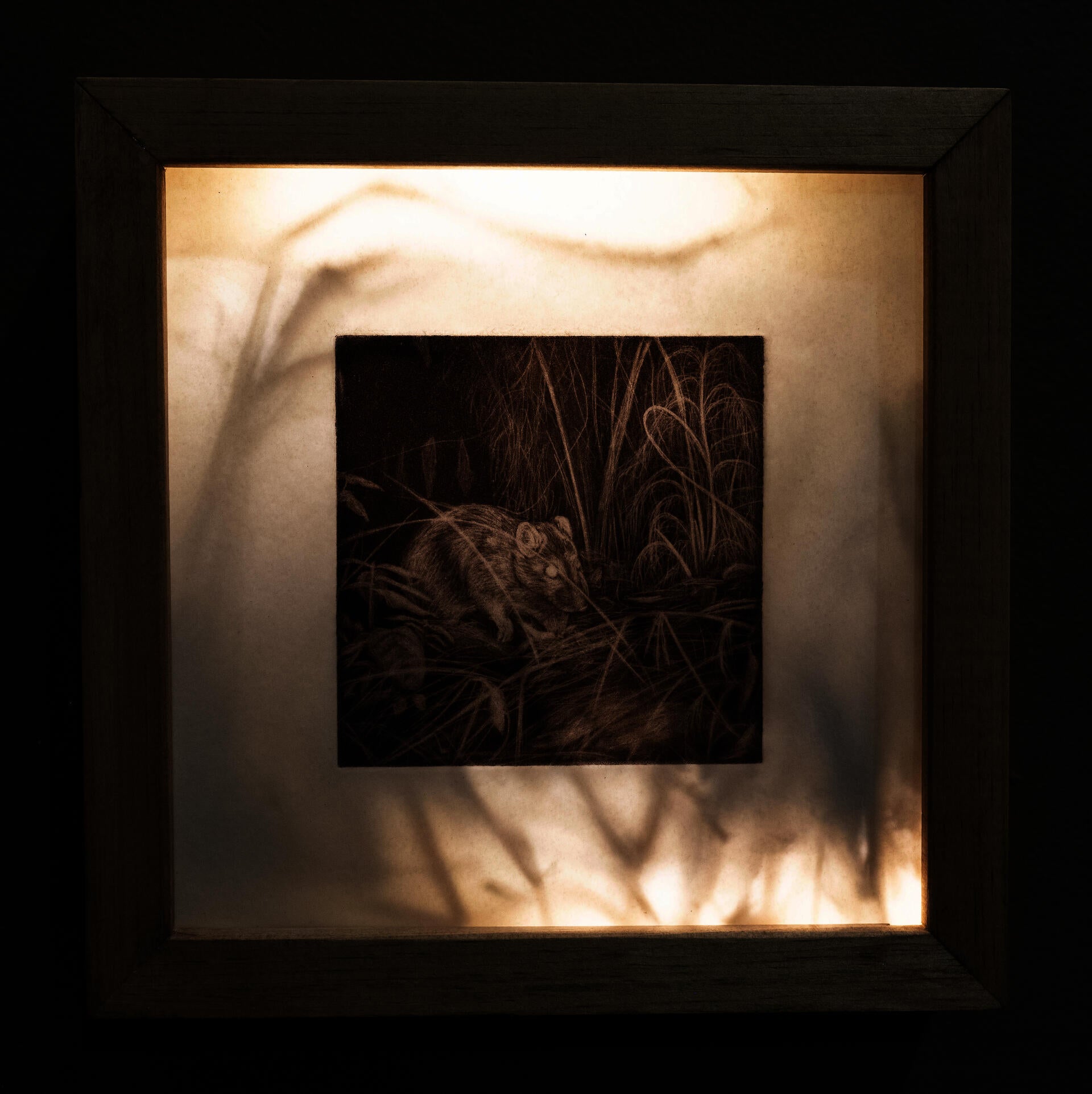 November 27, 2022, 1:05am Mezzotint print and beeswax 4x4in
