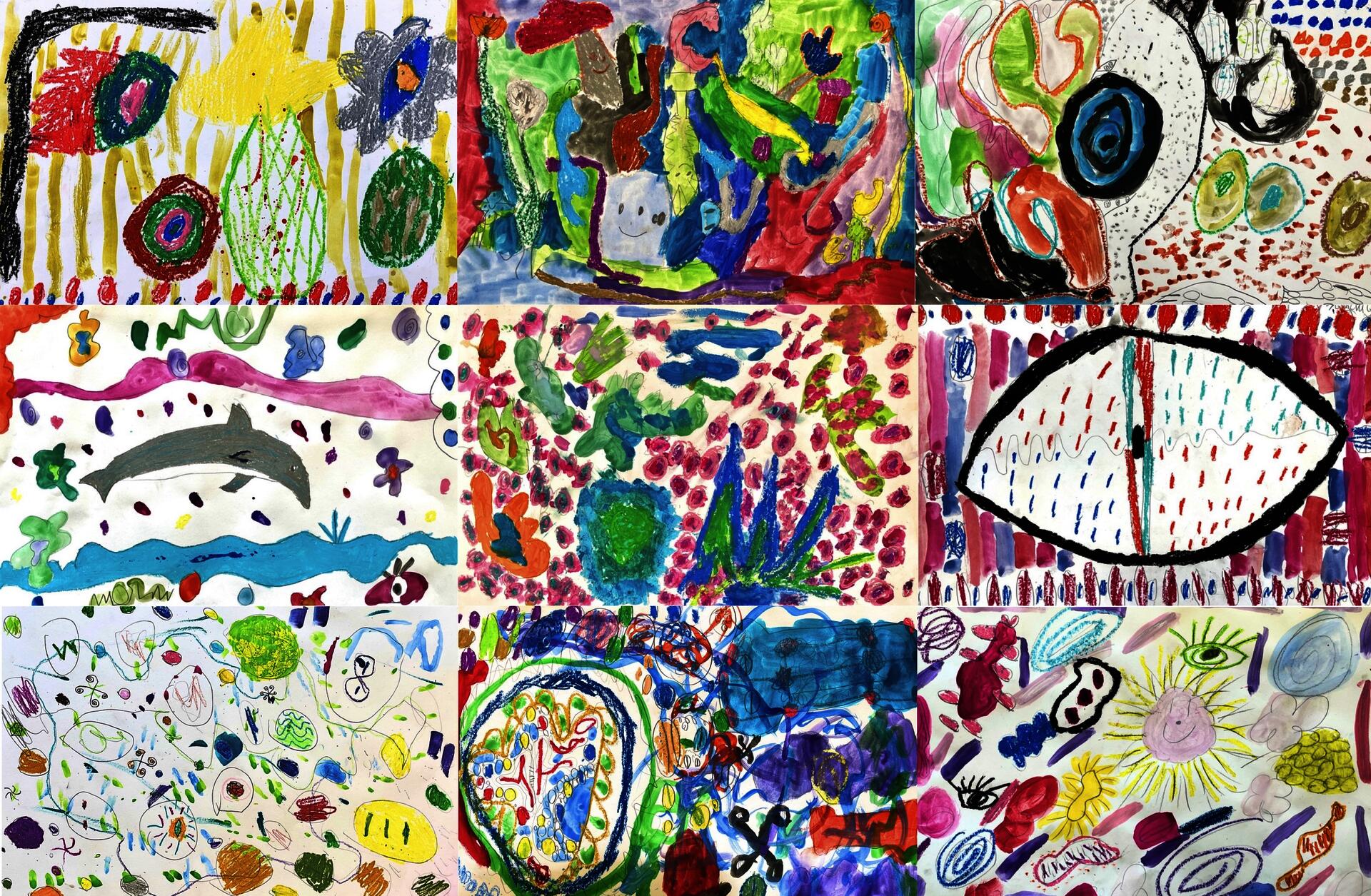 Students learned to identify organic shapes, lines, colors, and patterns in Yayoi Kusama's artwork and created their own abstract paintings, demonstrating creativity and imagination.