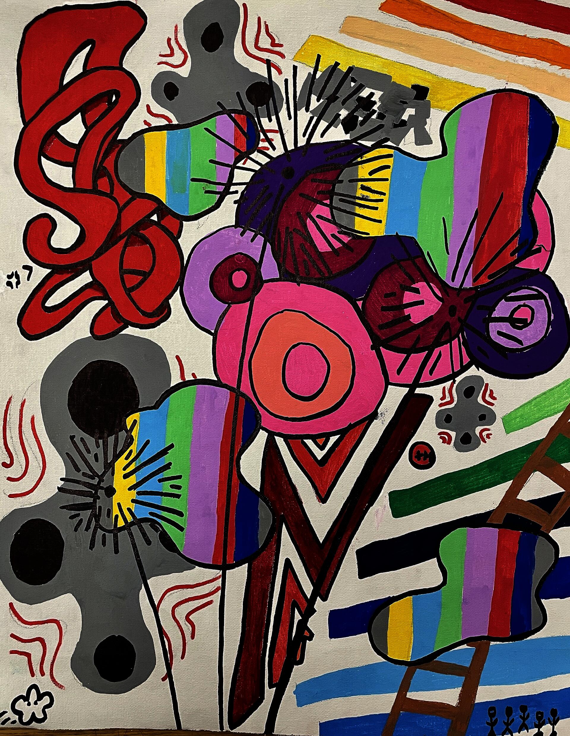 Students created an abstract self-portrait painting, incorporating self-identity, to gain self-awareness and understanding of themselves and their peers, demonstrating the power of art in self-expression and communication.