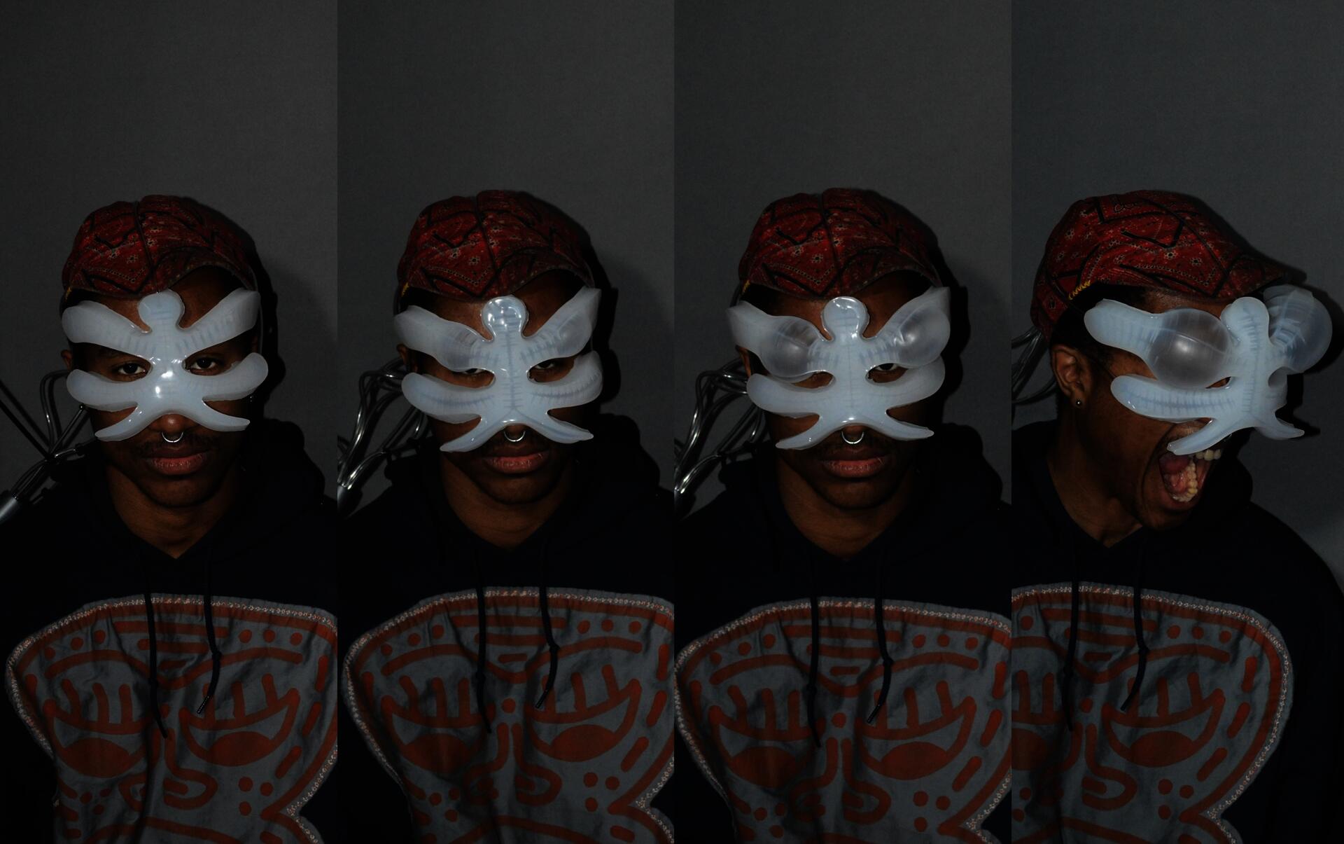 Cassius wearing chimera. This depicts the stages of the augmentations reaction, from neutral to completely inflated. 