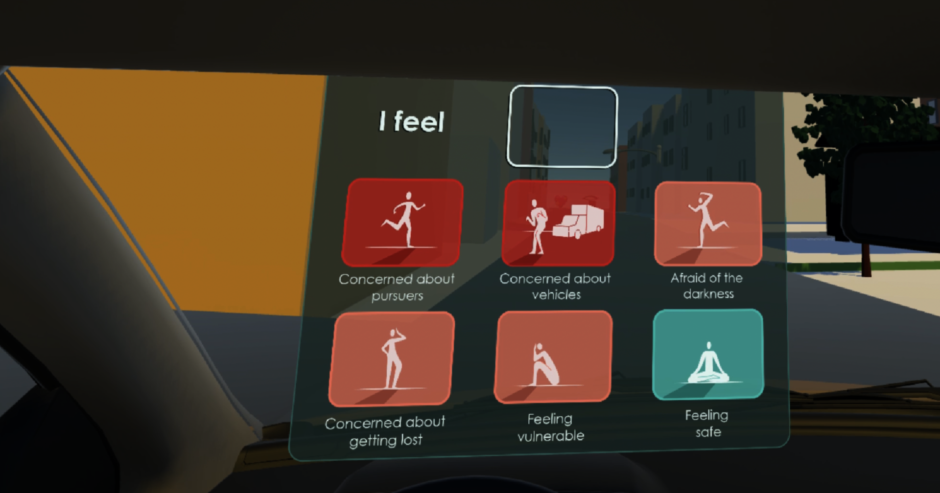 Interactive panel for the participant to leave spatial feedback in the simulation.