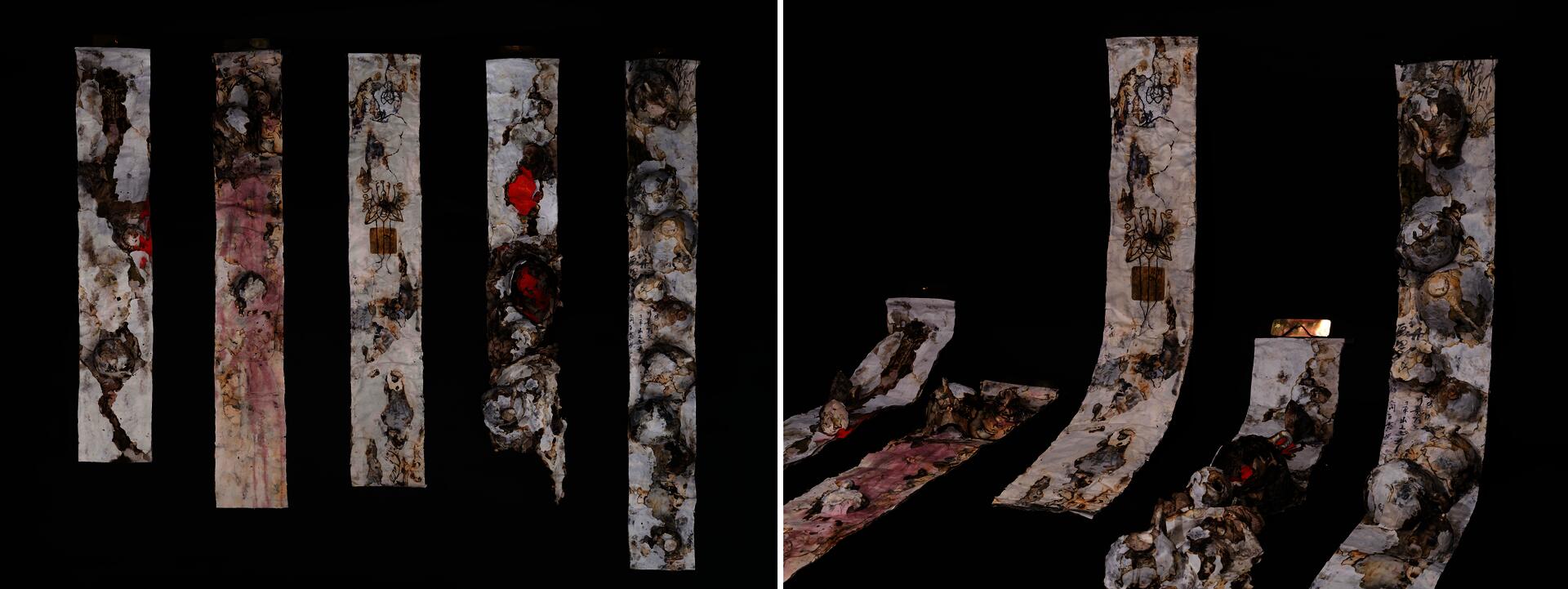 four photos of scrolls 