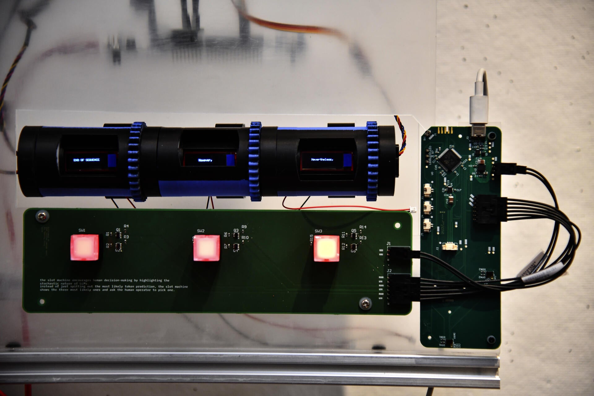 an electronics prototype resembling a slot machine