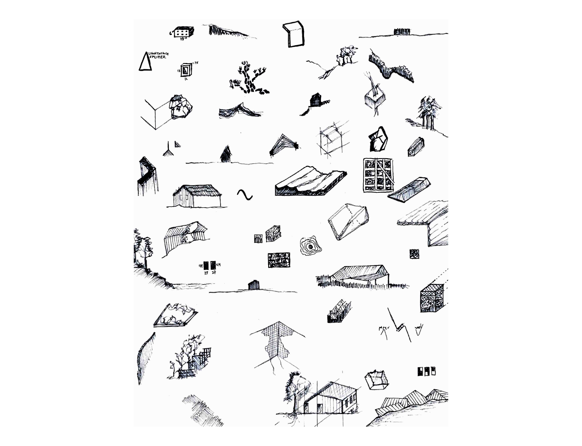 A composite drawing of every small sketch and idea drawn over the course of one academic year.