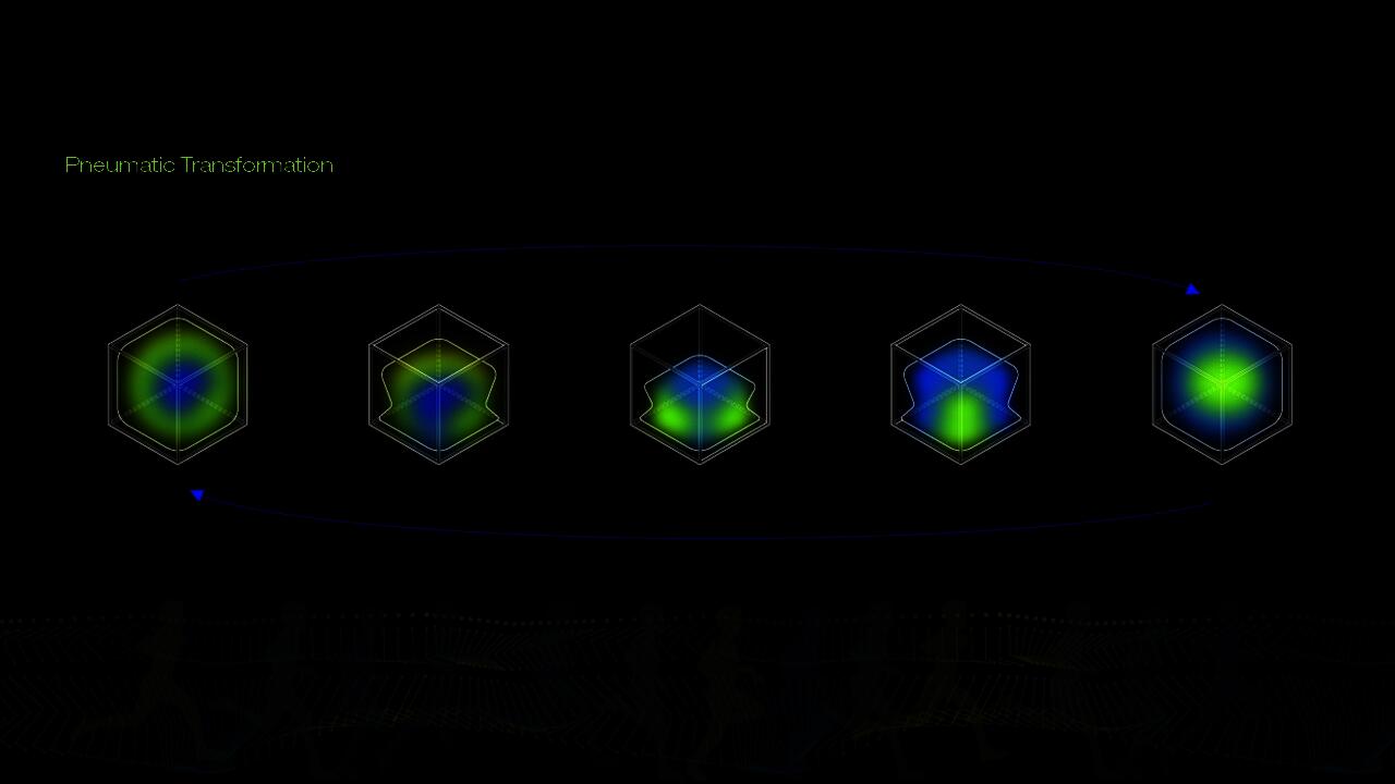 four cubes with green and blue 