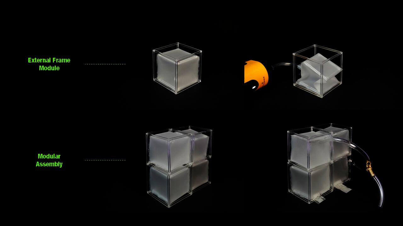 cubes with expanding fabric inside