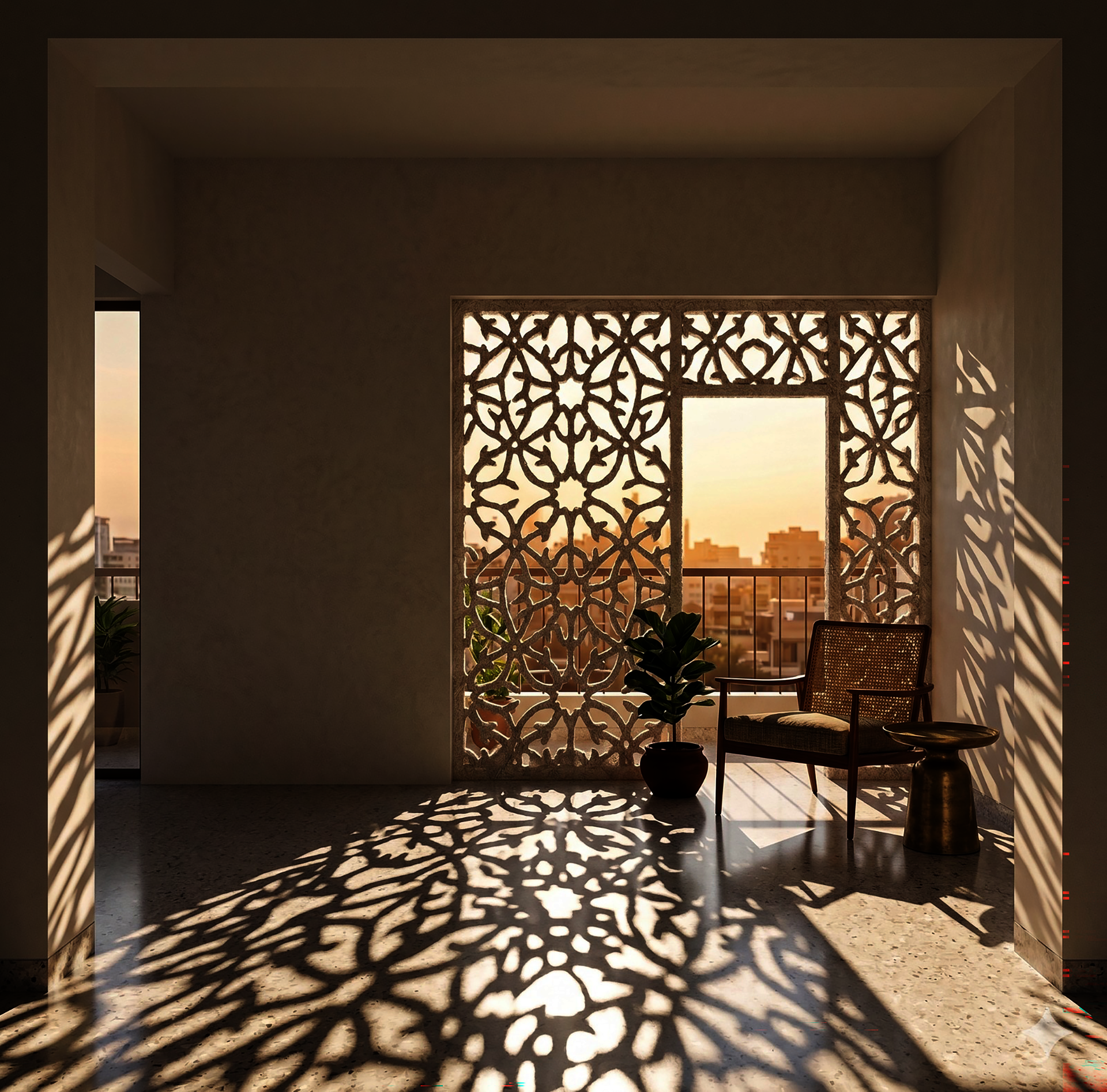 Renders showing the created materials being used in building typologies found in affluent areas of Karachi, Pakistan. 